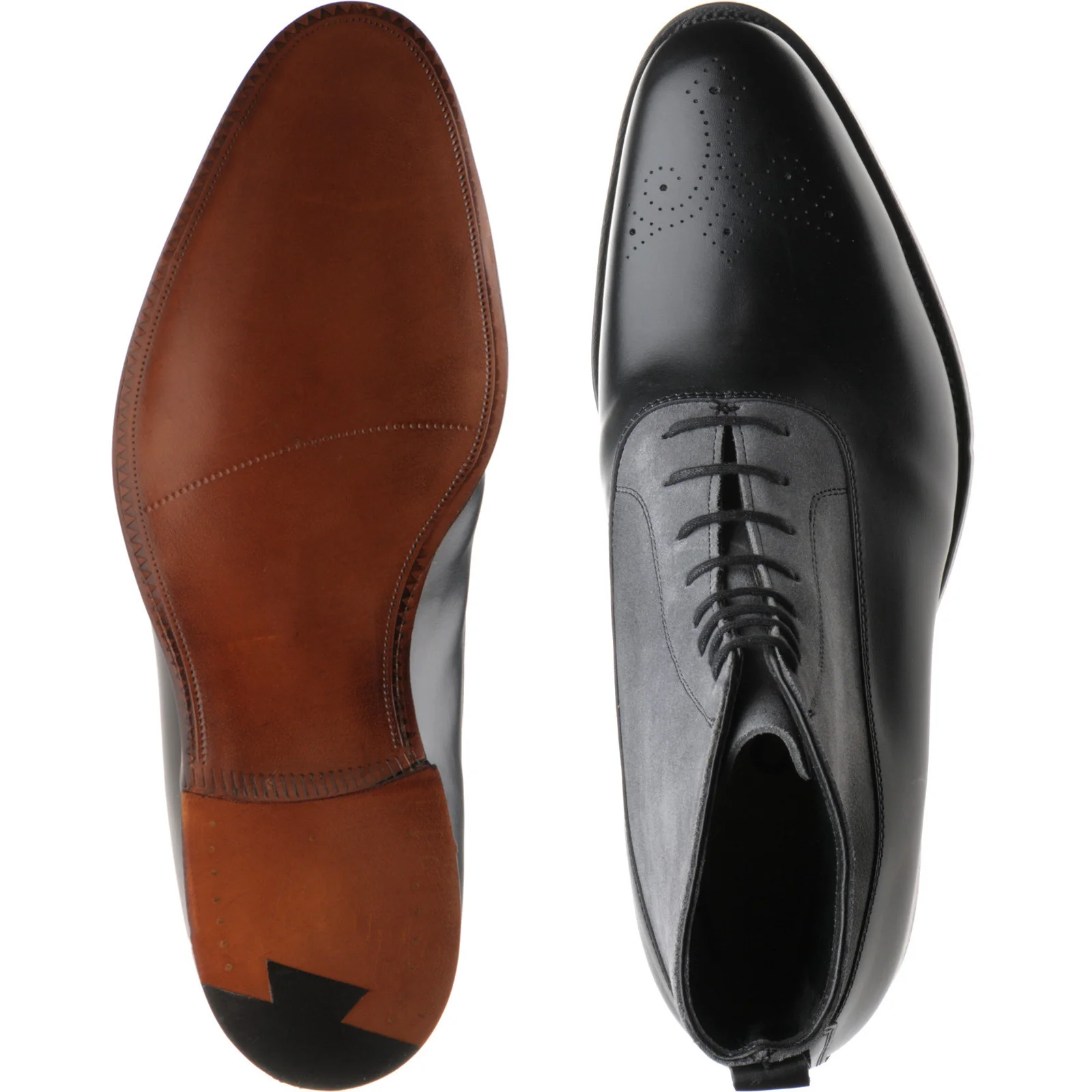 Herring Clarence mens two-tone boots in black calf and grey suede - Image 3