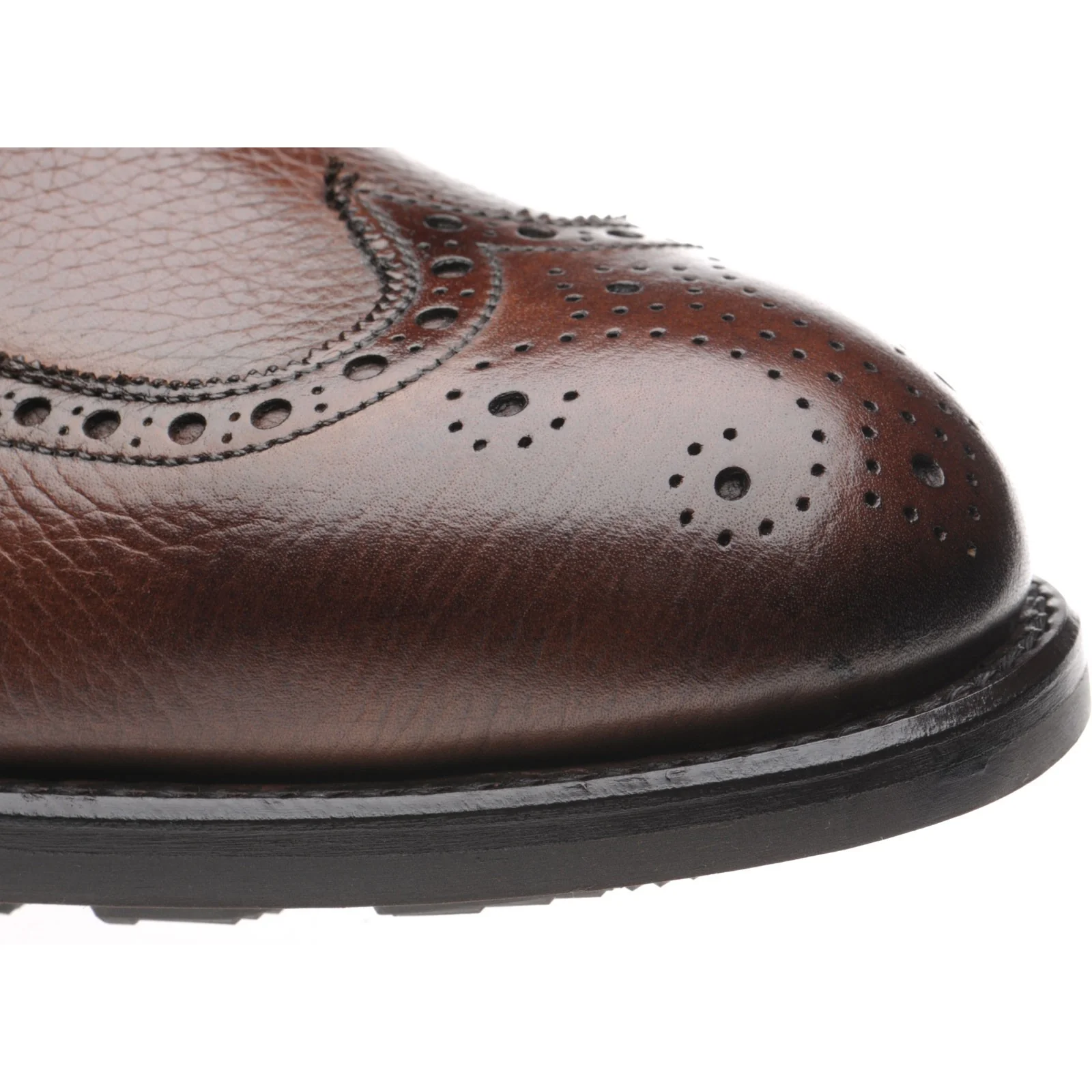 Herring Clark mens rubber-soled brogue Chelsea boots in brown grain - Image 5