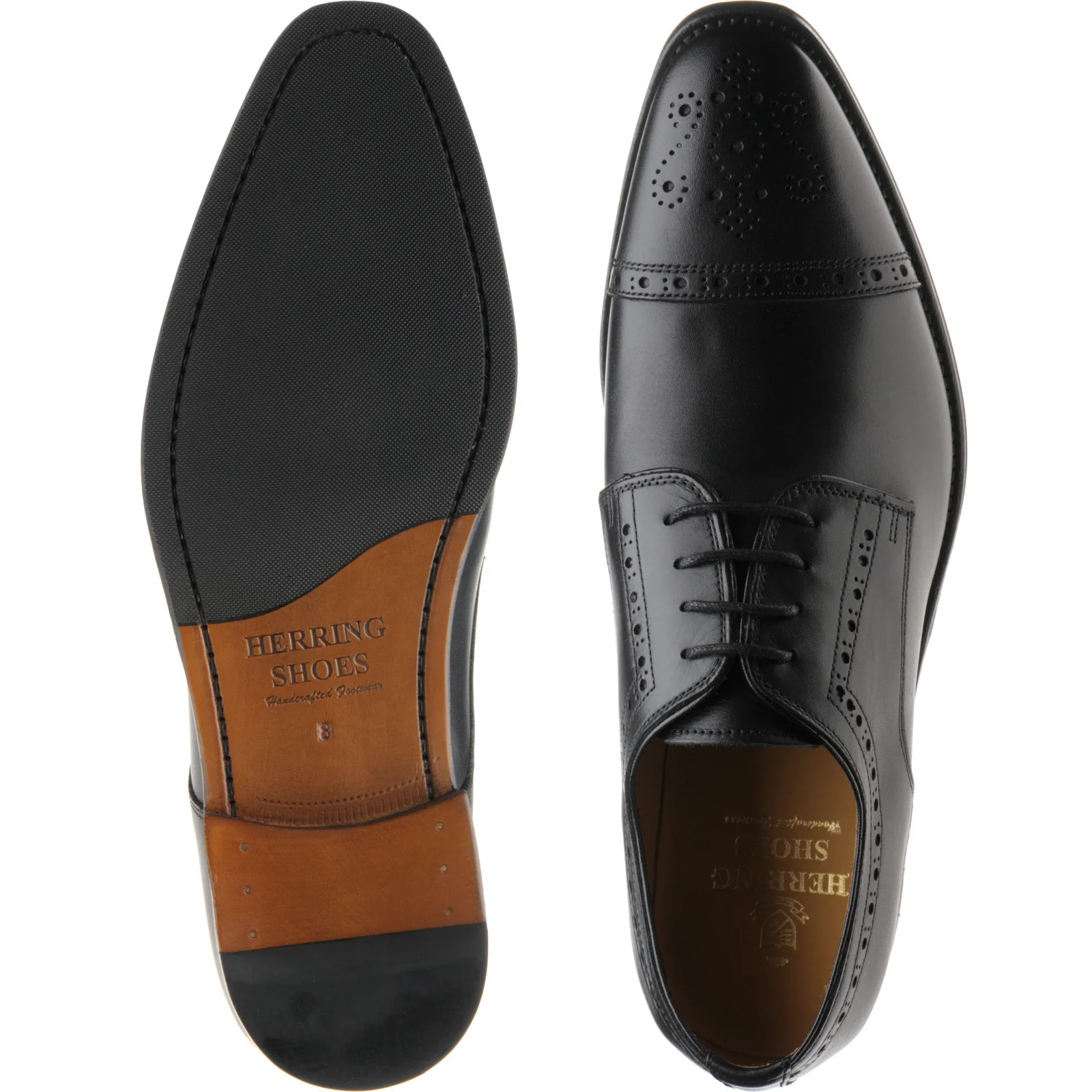 Herring Clifton mens hybrid-soled semi-brogues in black calf - Image 3