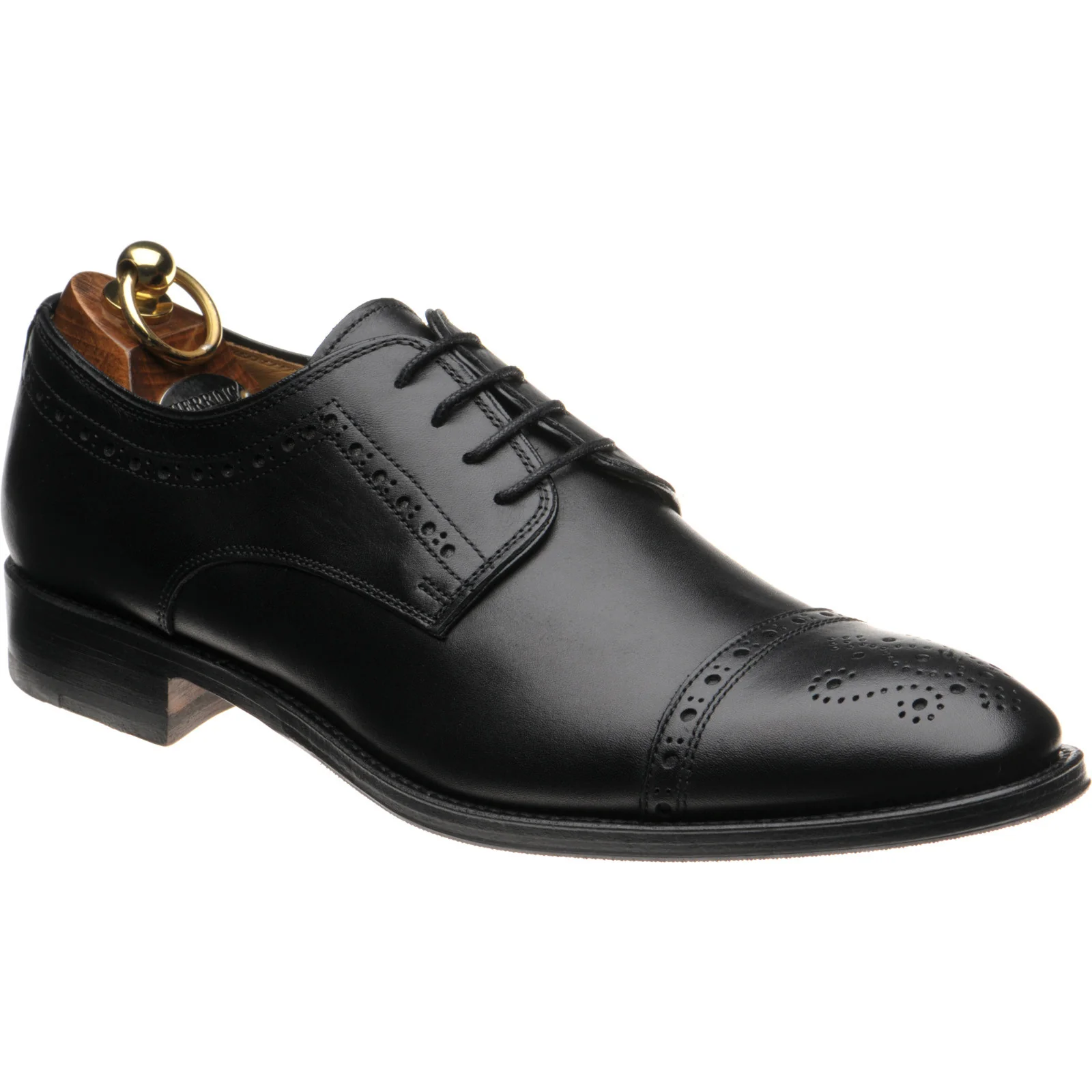 Herring Clifton mens hybrid-soled semi-brogues in black calf (second)