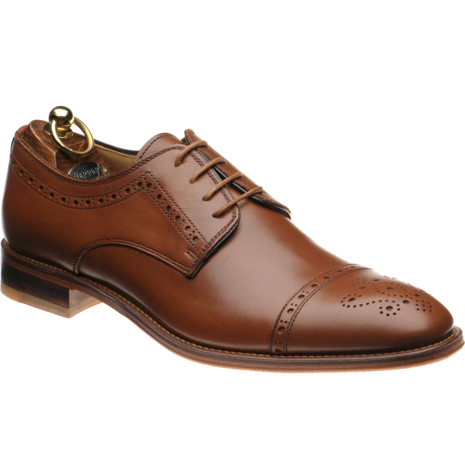 Herring Clifton mens hybrid-soled semi-brogues in tan calf (second)