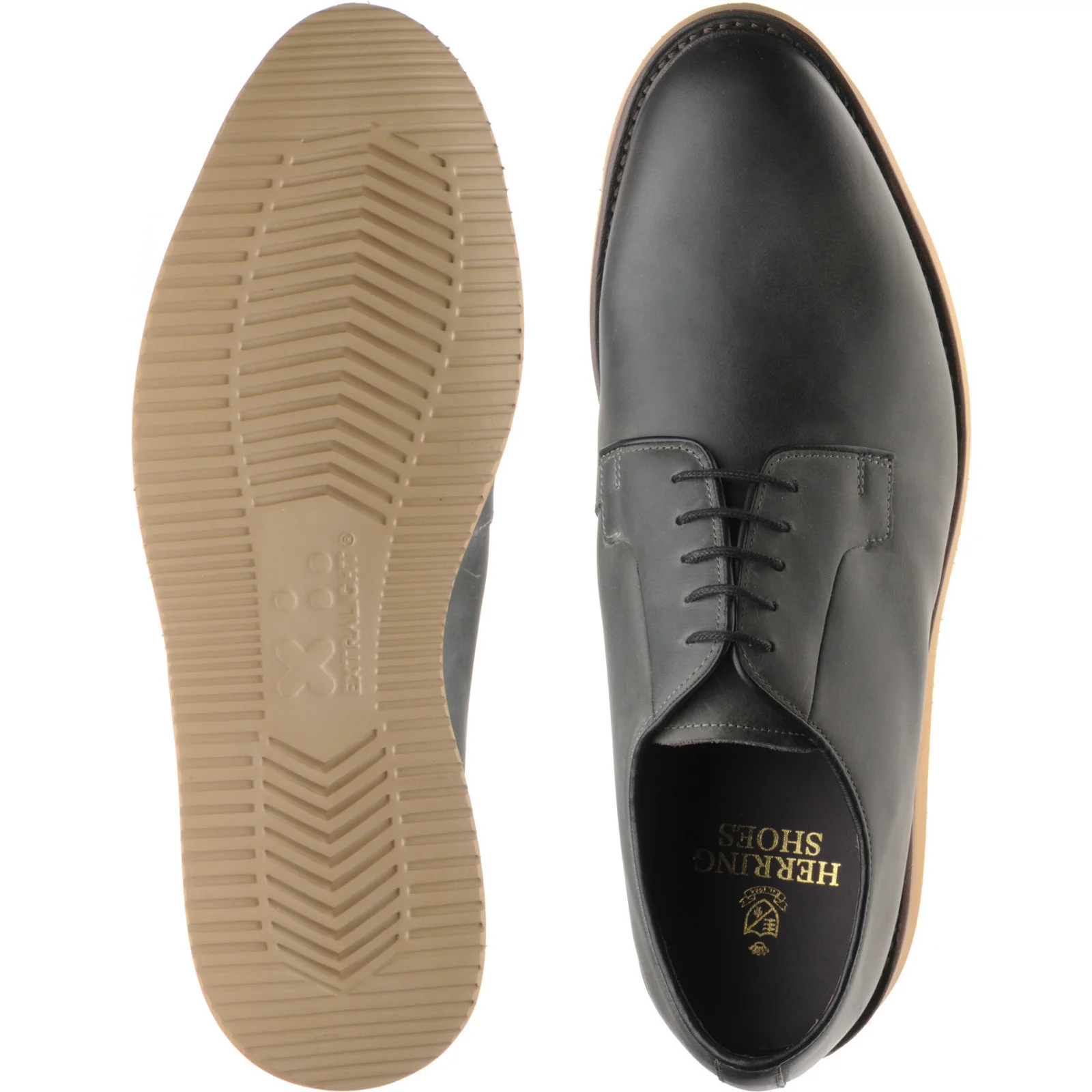 Herring Cookham mens rubber-soled Derby shoes in washed grey - Image 3