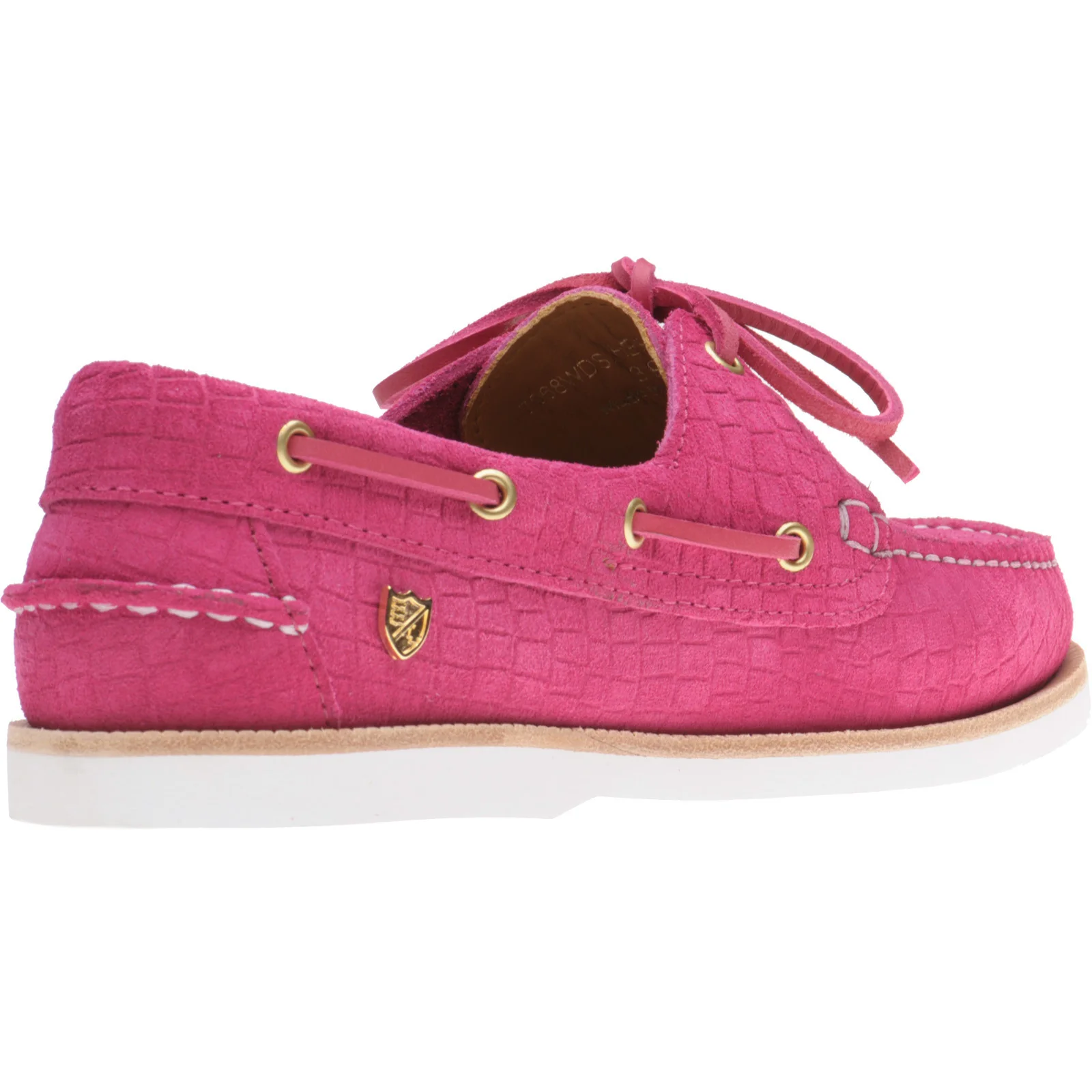 Herring Cordelia ladies rubber-soled deck shoes in pink moc croc suede - Image 4