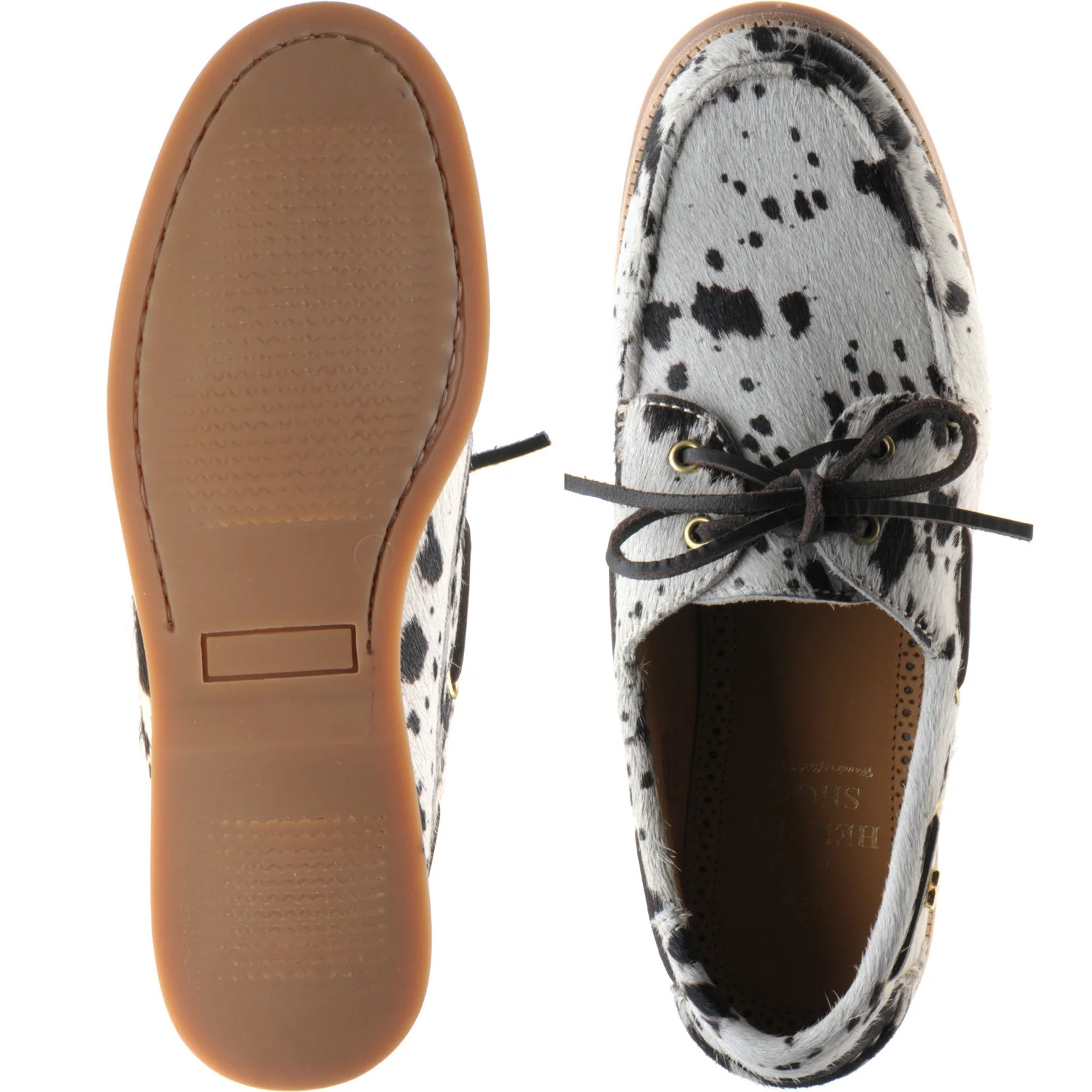 Herring Cordelia ladies rubber-soled deck shoes in white and brown pony - Image 3