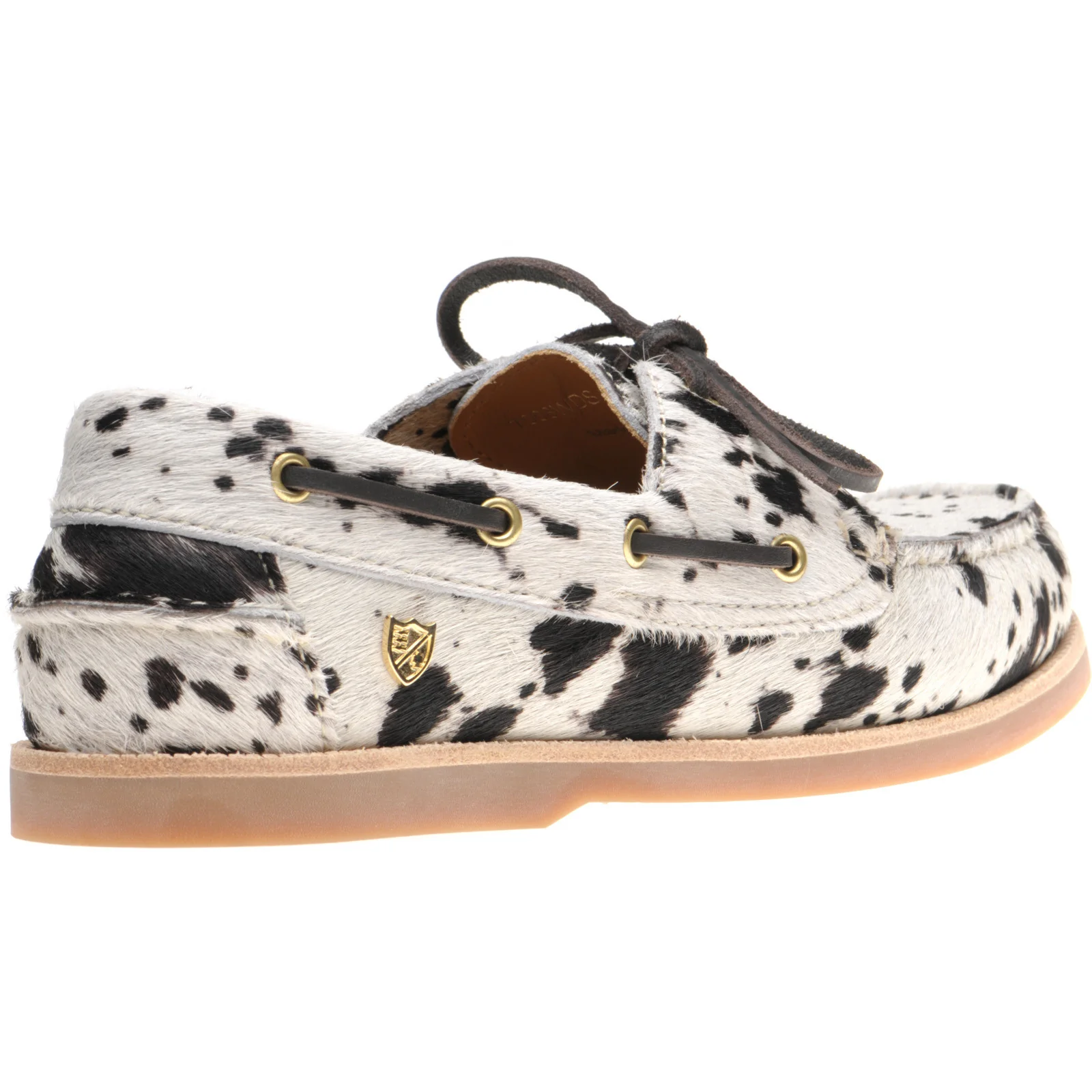 Herring Cordelia ladies rubber-soled deck shoes in white and brown pony - Image 4