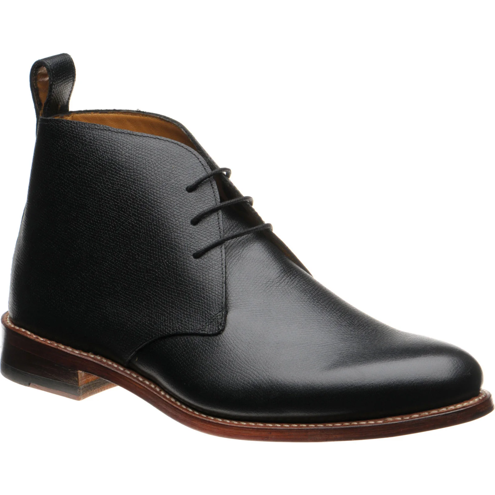 Herring Cosdon mens Chukka boots in black grain
