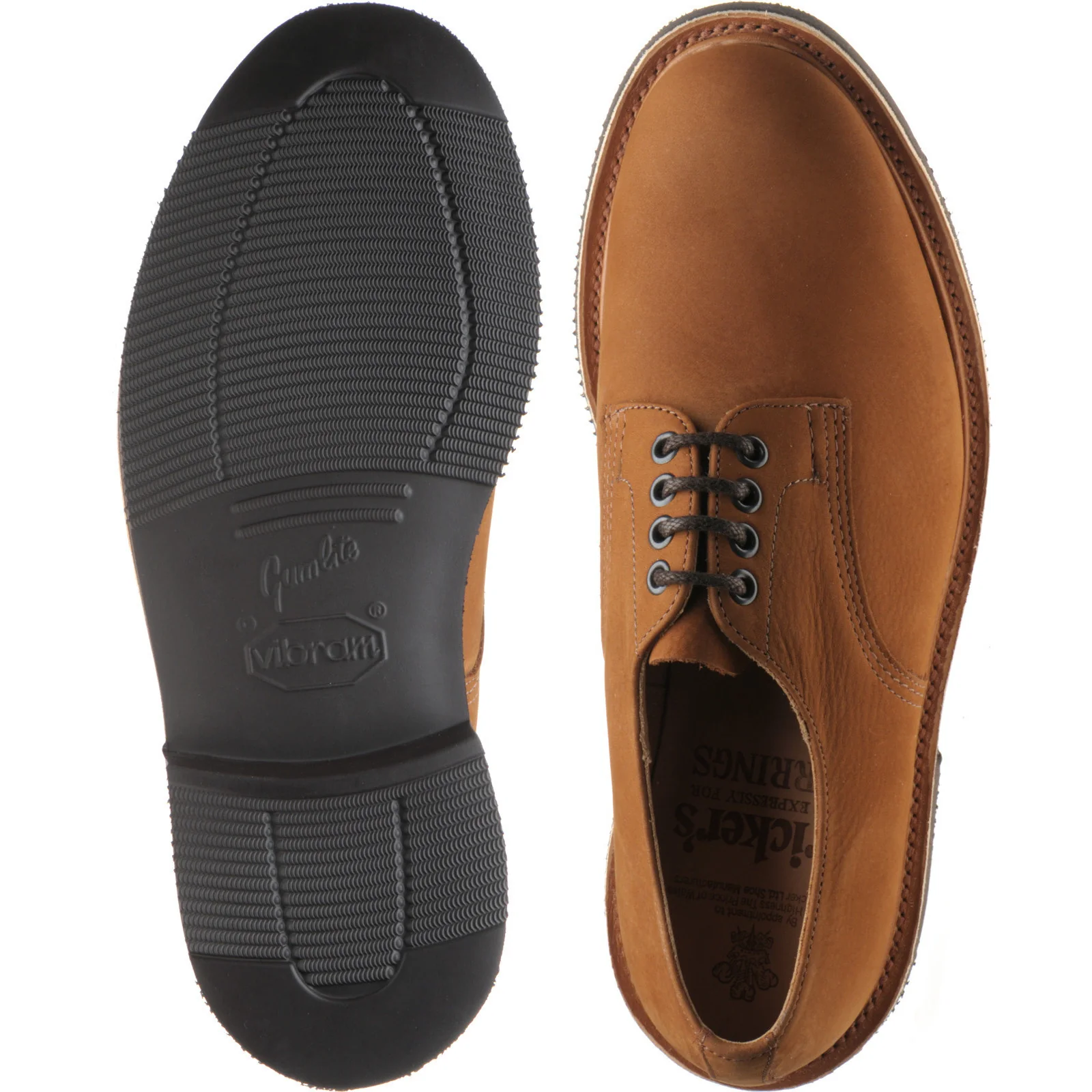 Herring Daniel mens rubber-soled Derby shoes in whiskey hydro nubuck - Image 3