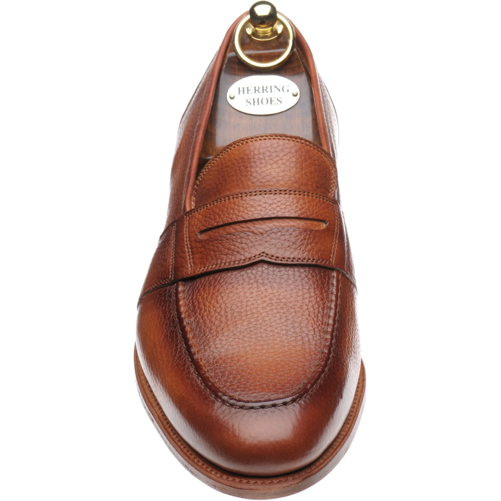Herring Dartford mens loafers in tan soft grain - Image 2
