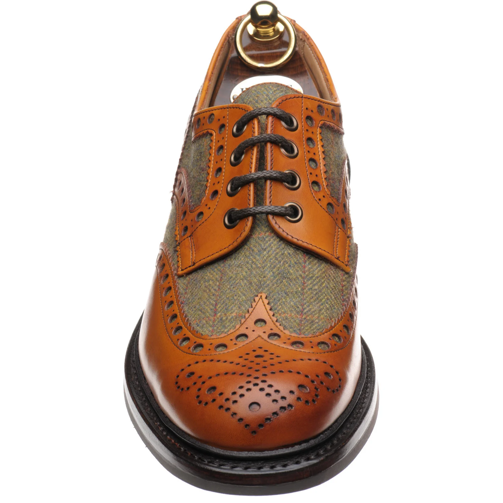 Herring Dartmoor (Rubber) in moorland green tweed and chestnut calf - Image 2