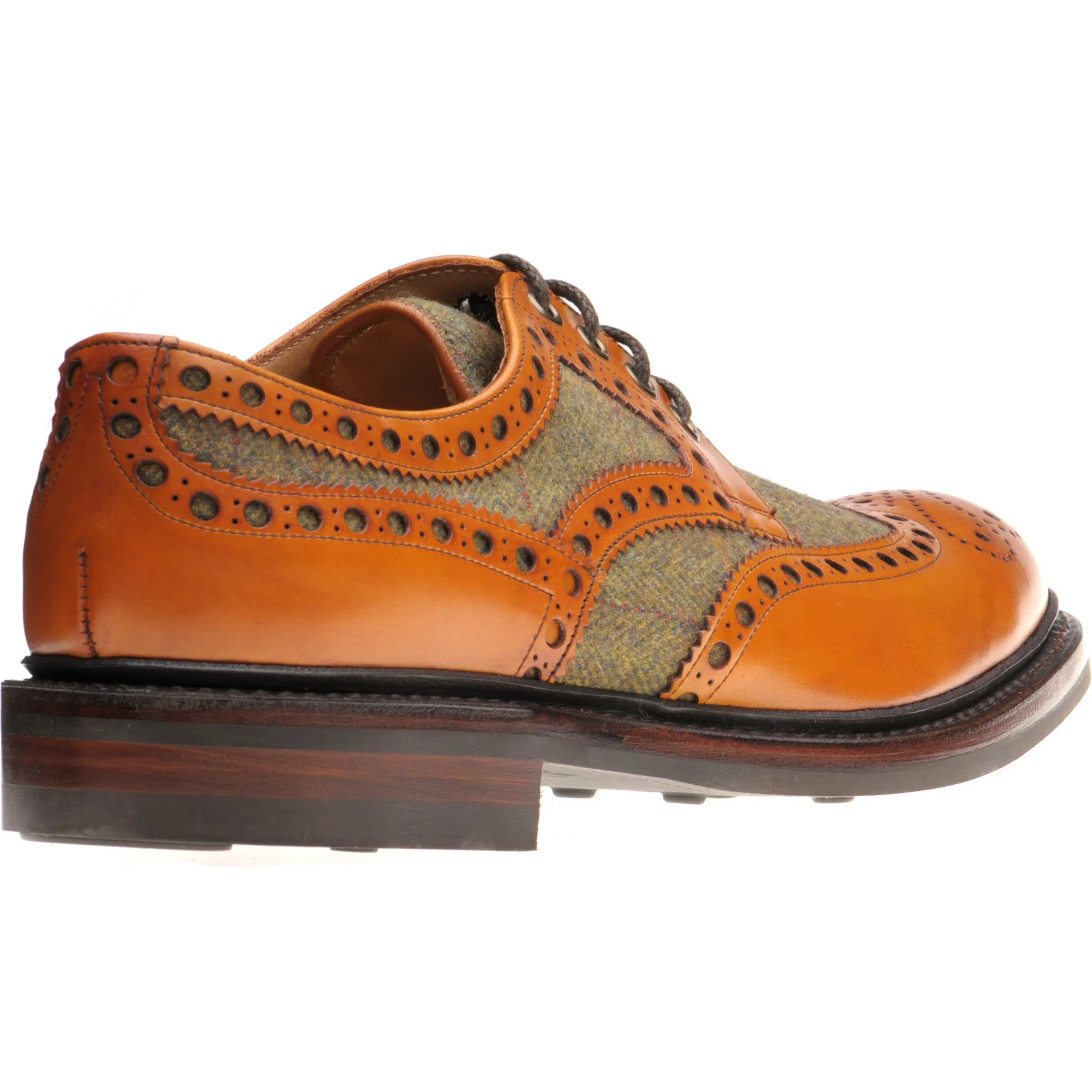 Herring Dartmoor (Rubber) in moorland green tweed and chestnut calf - Image 4