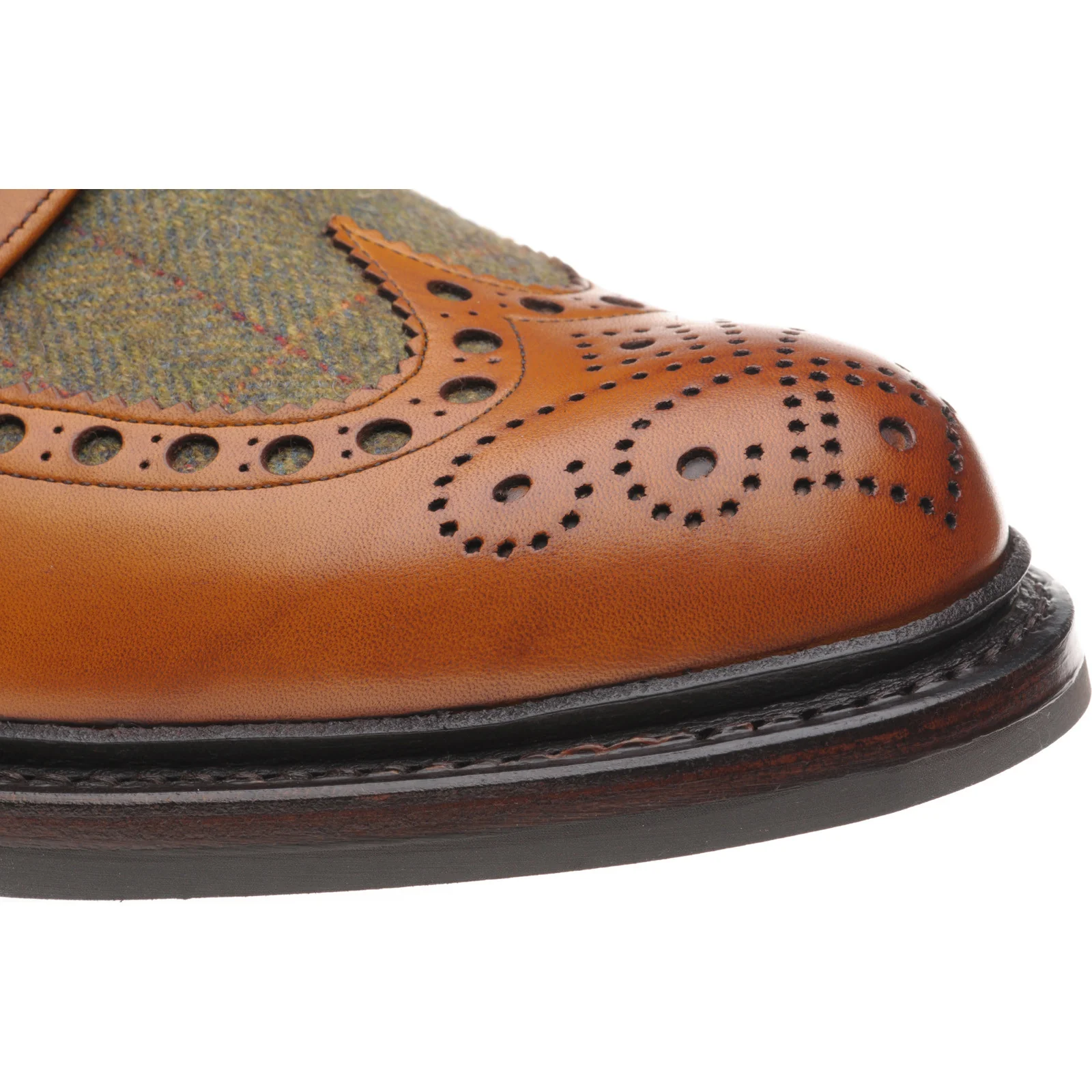 Herring Dartmoor (Rubber) in moorland green tweed and chestnut calf - Image 5