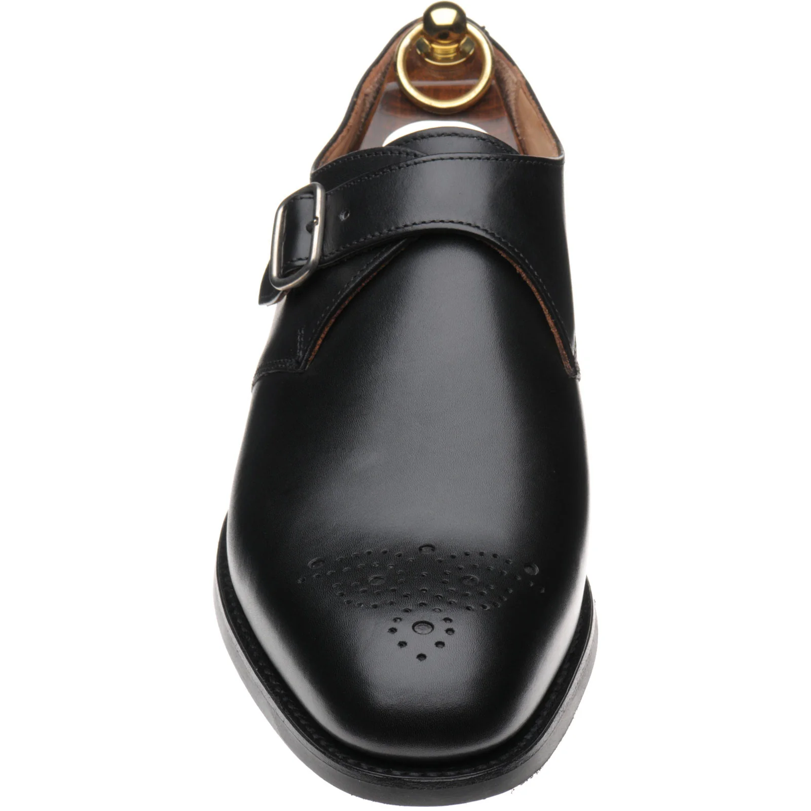 Herring Didsbury mens rubber-soled monk shoes in black calf - Image 2