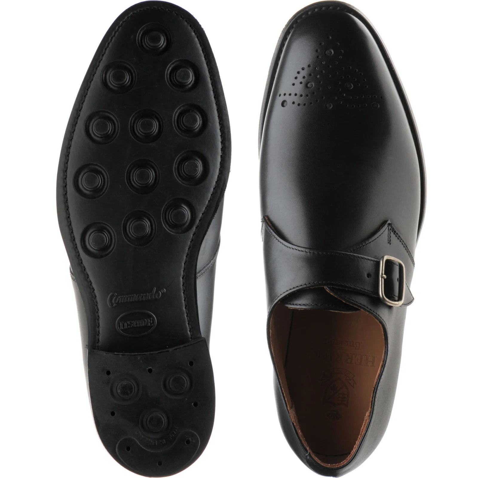 Herring Didsbury mens rubber-soled monk shoes in black calf - Image 3
