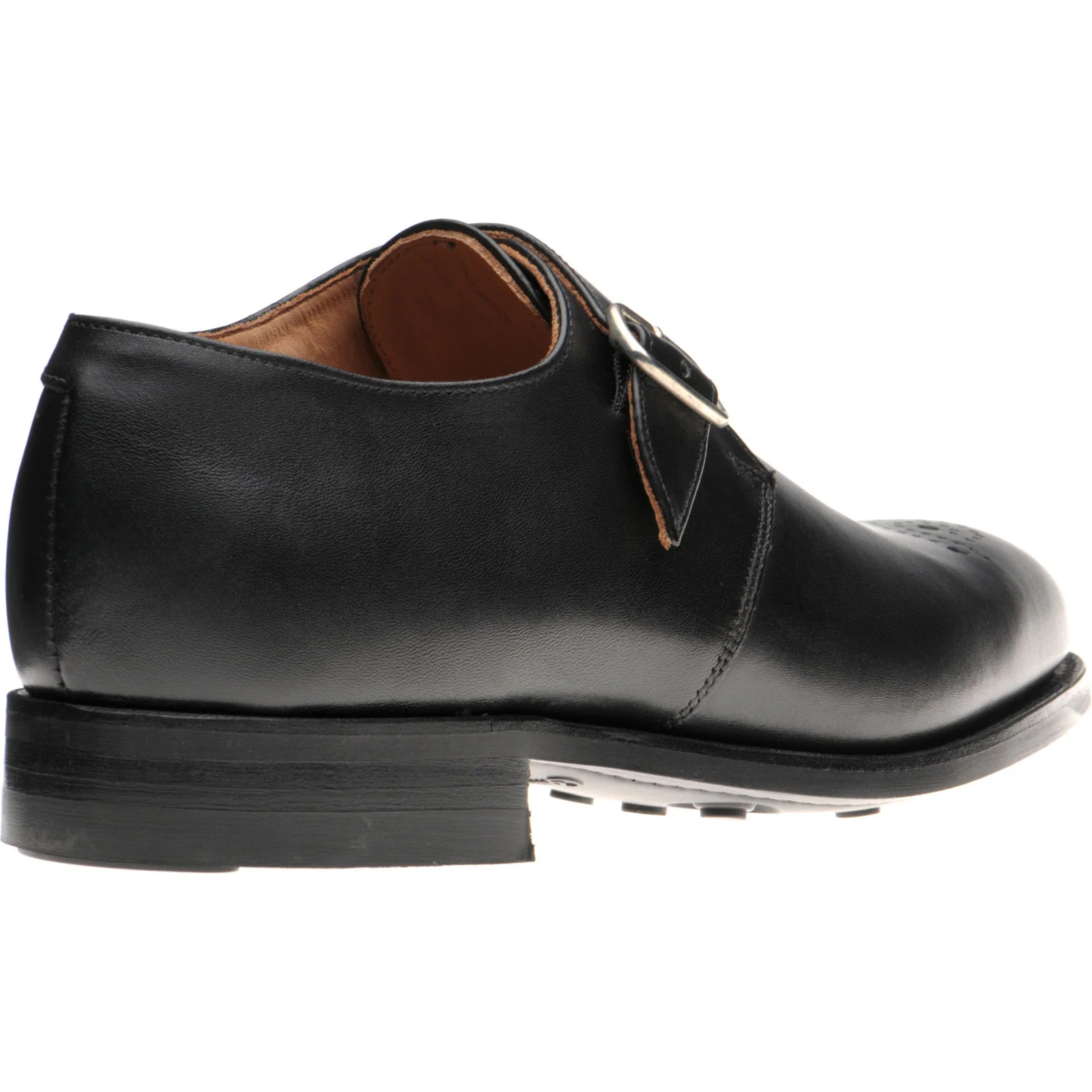 Herring Didsbury mens rubber-soled monk shoes in black calf - Image 4