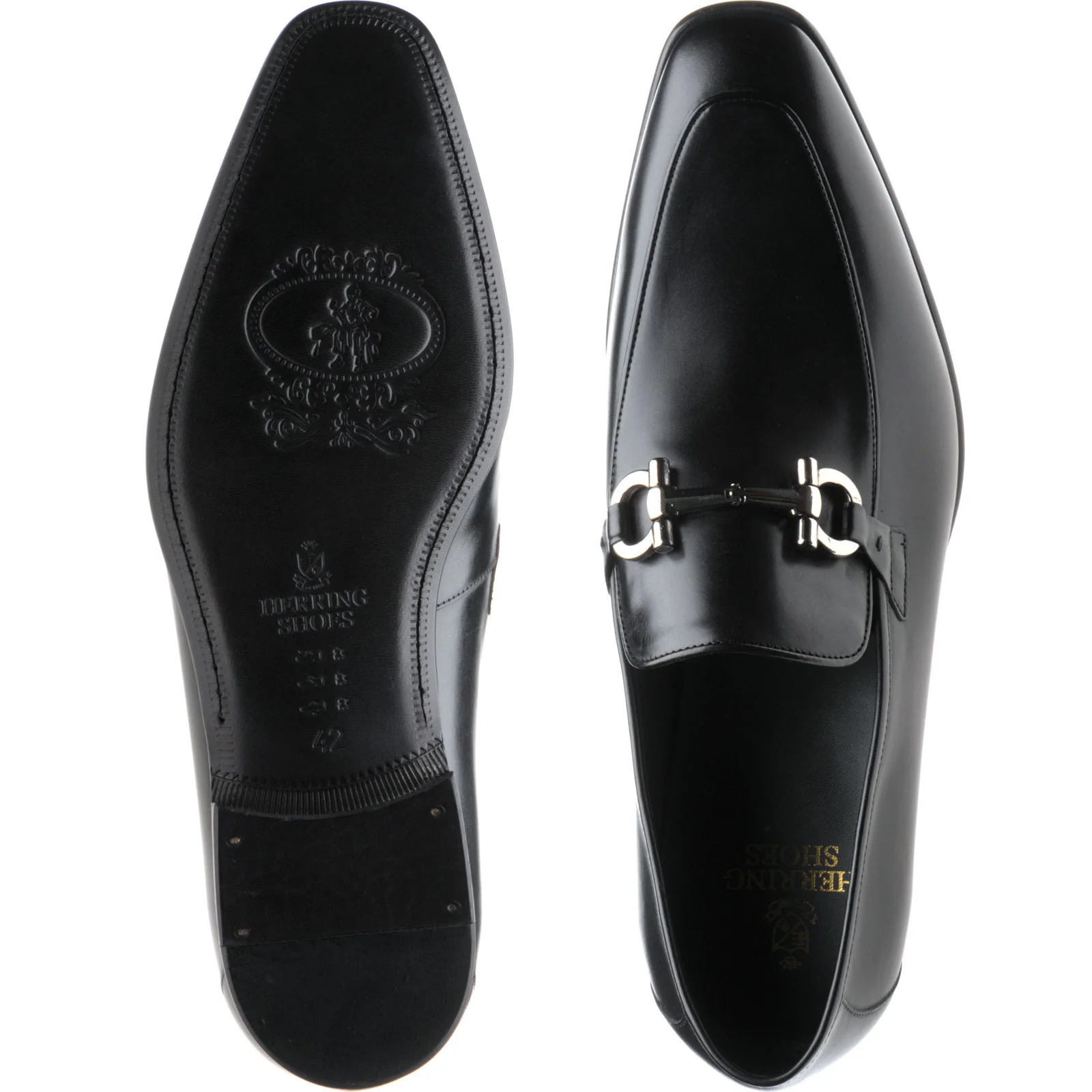 Herring Dillon mens loafers in black calf - Image 3
