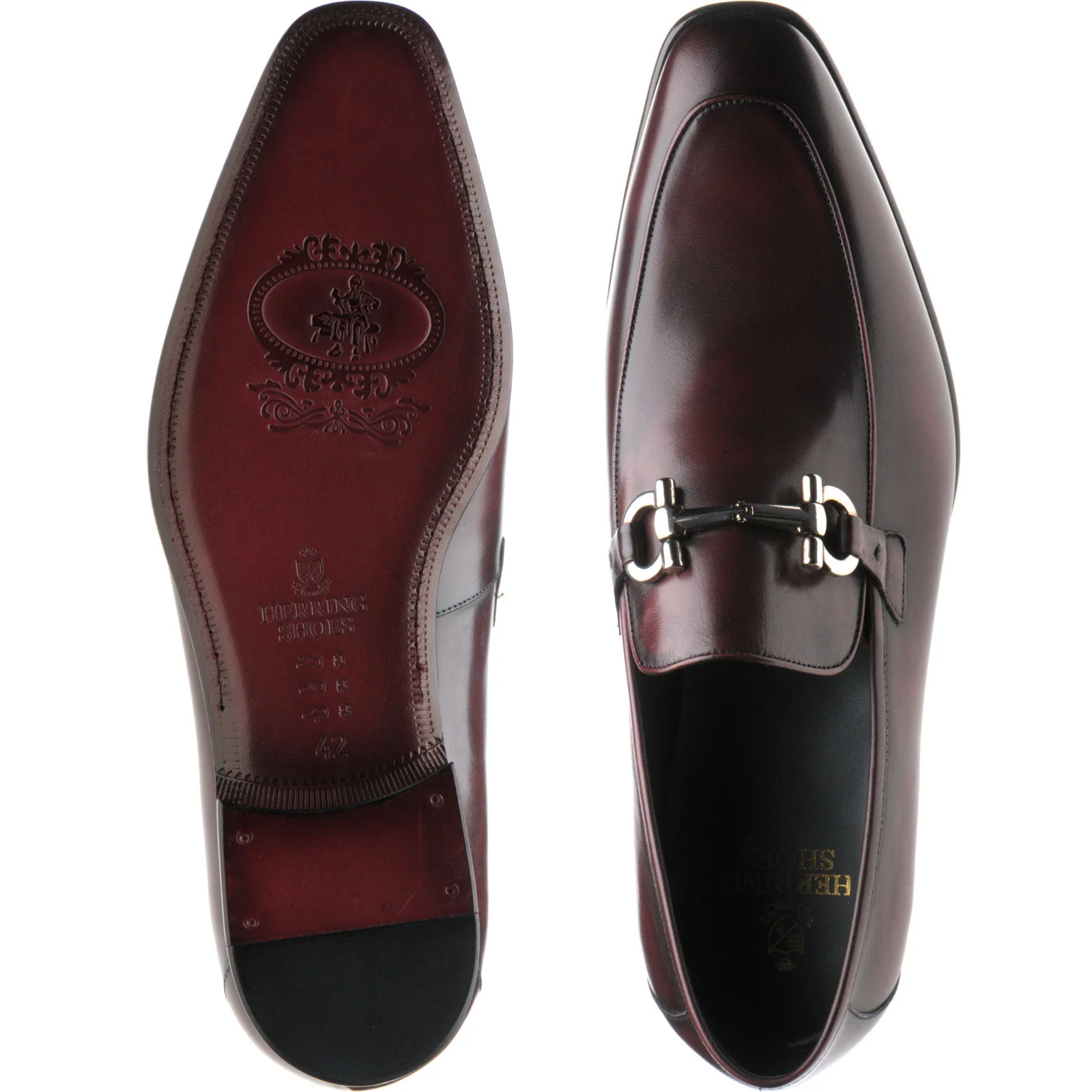 Herring Dillon mens loafers in burgundy calf - Image 3