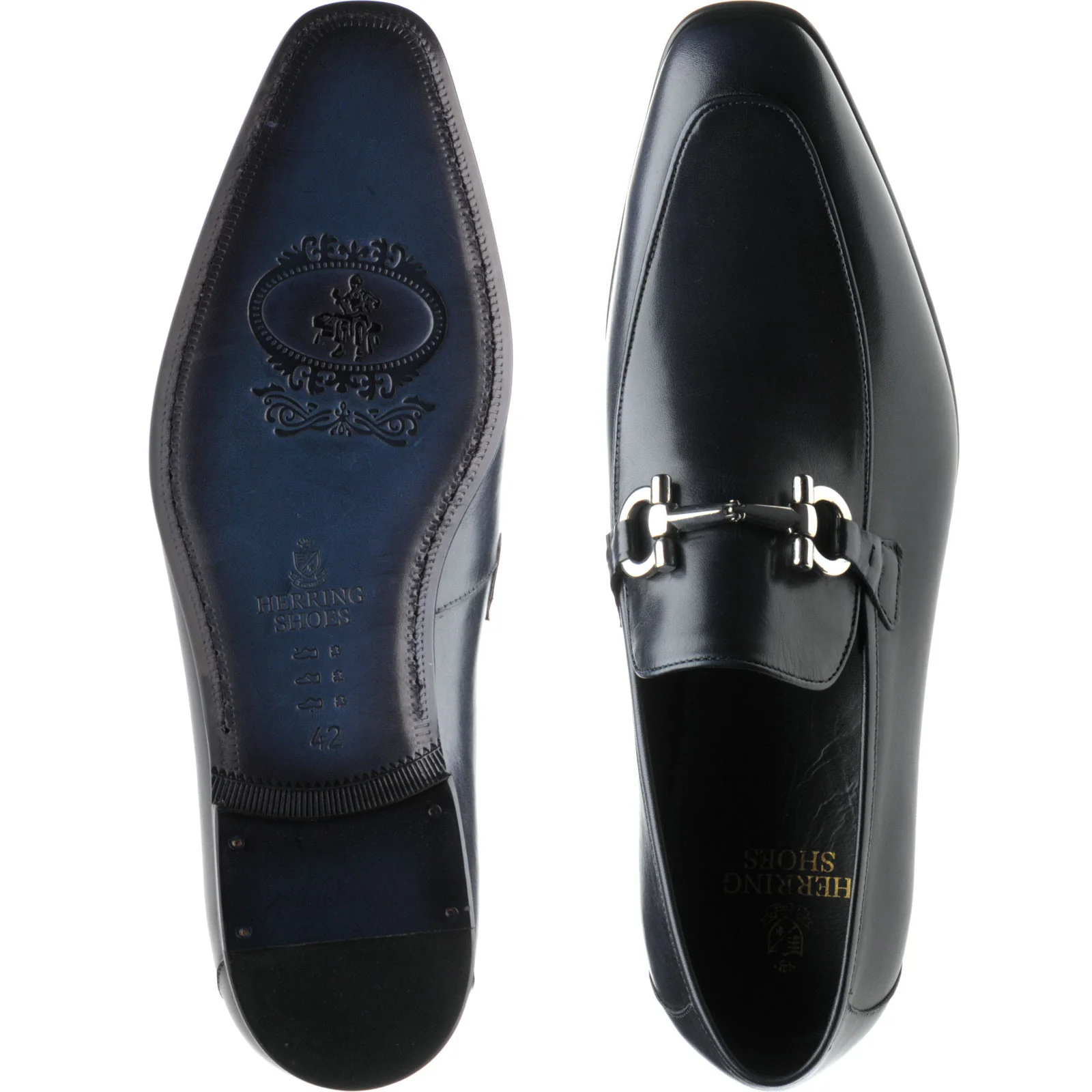Herring Dillon mens loafers in navy calf - Image 3
