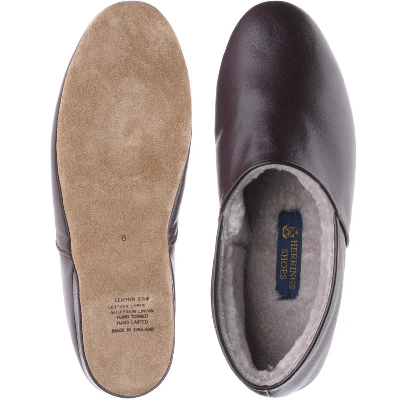Herring Duke mens slippers in wine calf - Image 3