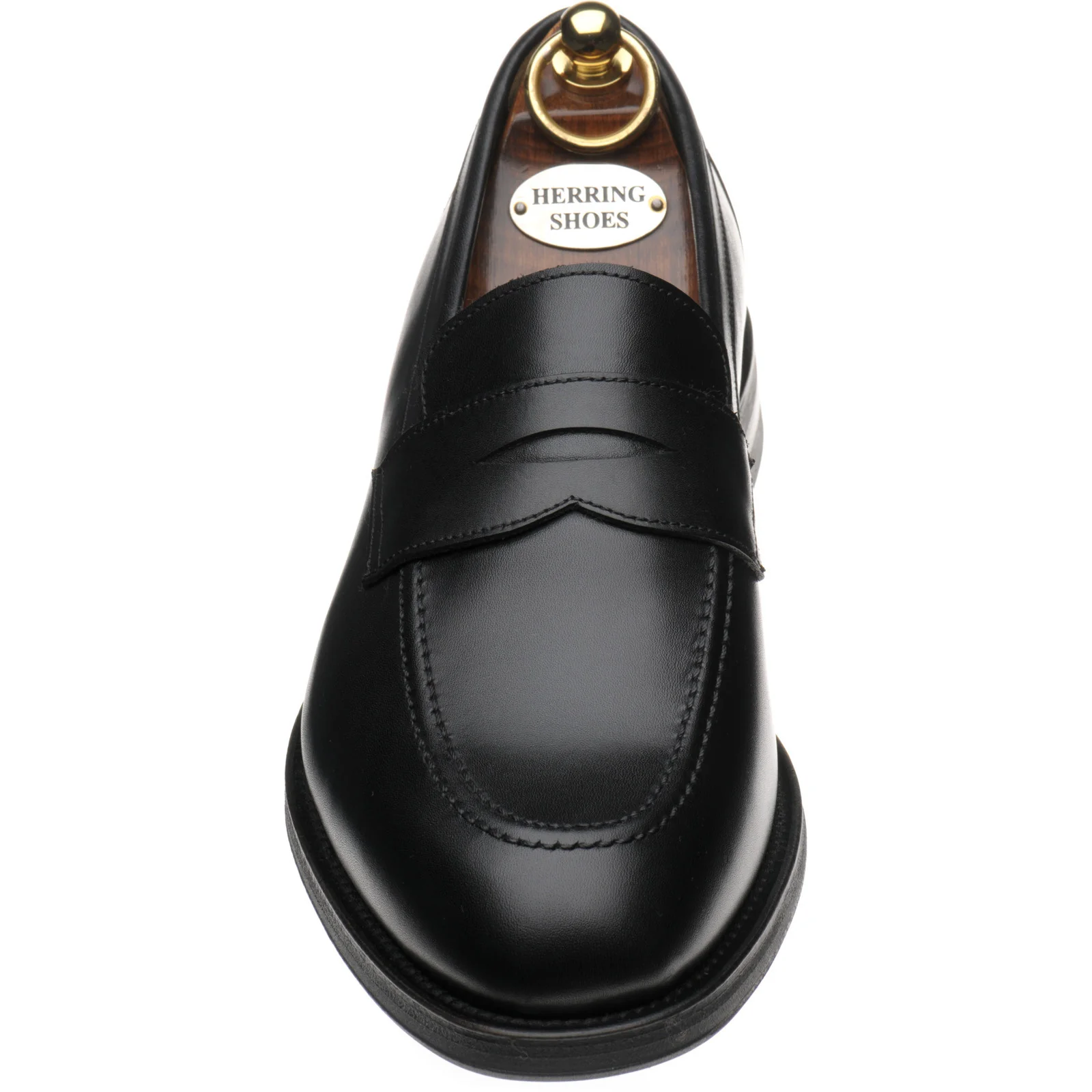 Herring Dunham II Rubber mens rubber-soled loafers in black calf (second) - Image 2