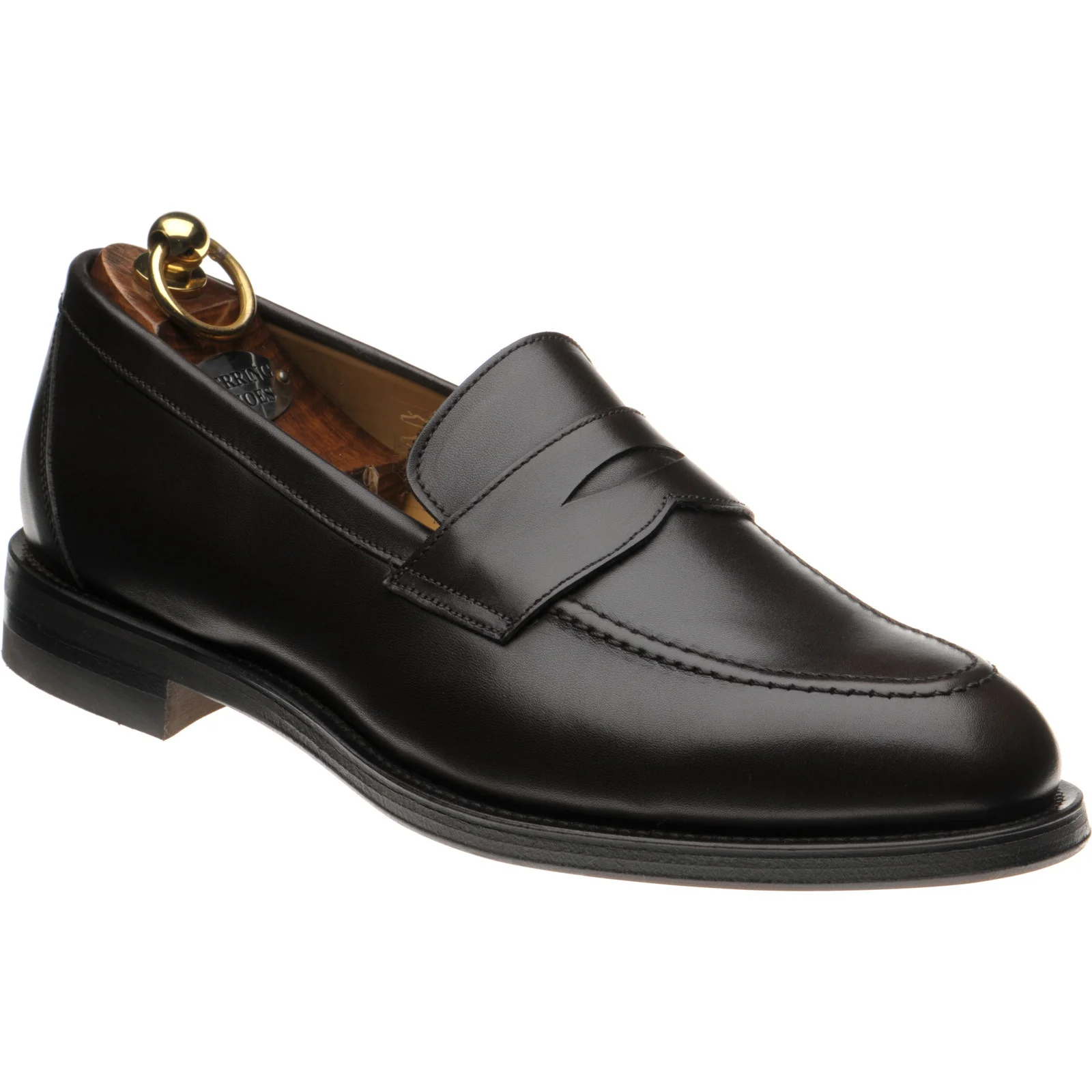 Herring Dunham II Rubber mens rubber-soled loafers in dark brown calf (second)