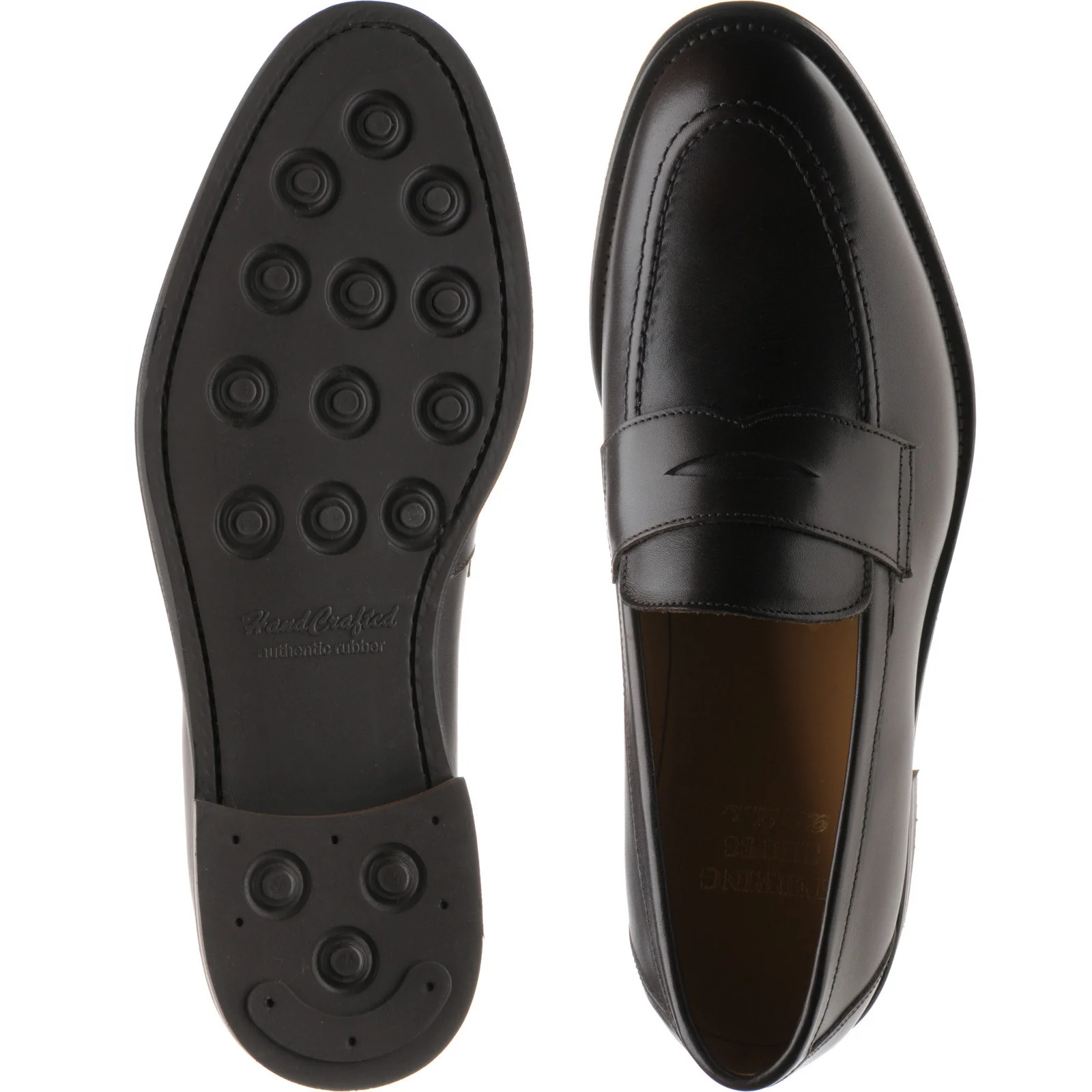 Herring Dunham II Rubber mens rubber-soled loafers in dark brown calf (second) - Image 3