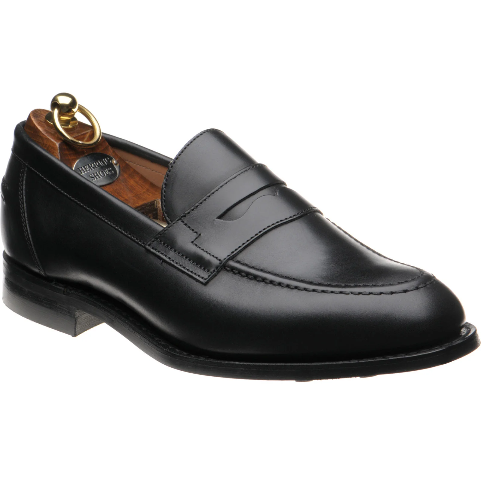 Herring Dunham mens rubber-soled loafers in black calf