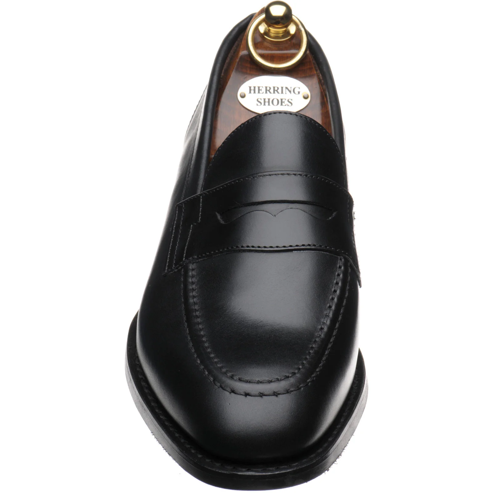Herring Dunham mens rubber-soled loafers in black calf - Image 2