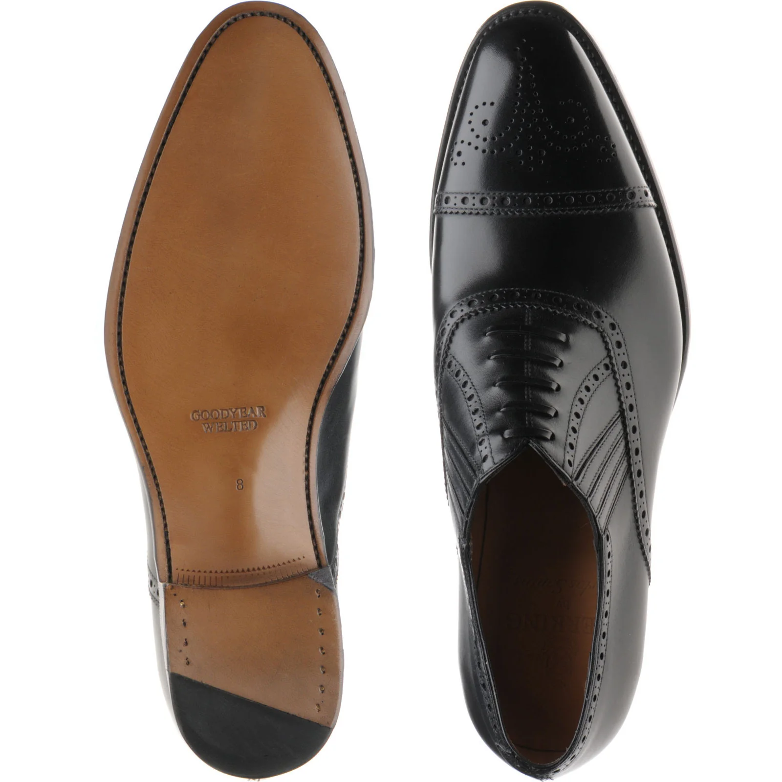 Herring Dunkeld mens semi-brogues in black calf - Image 3
