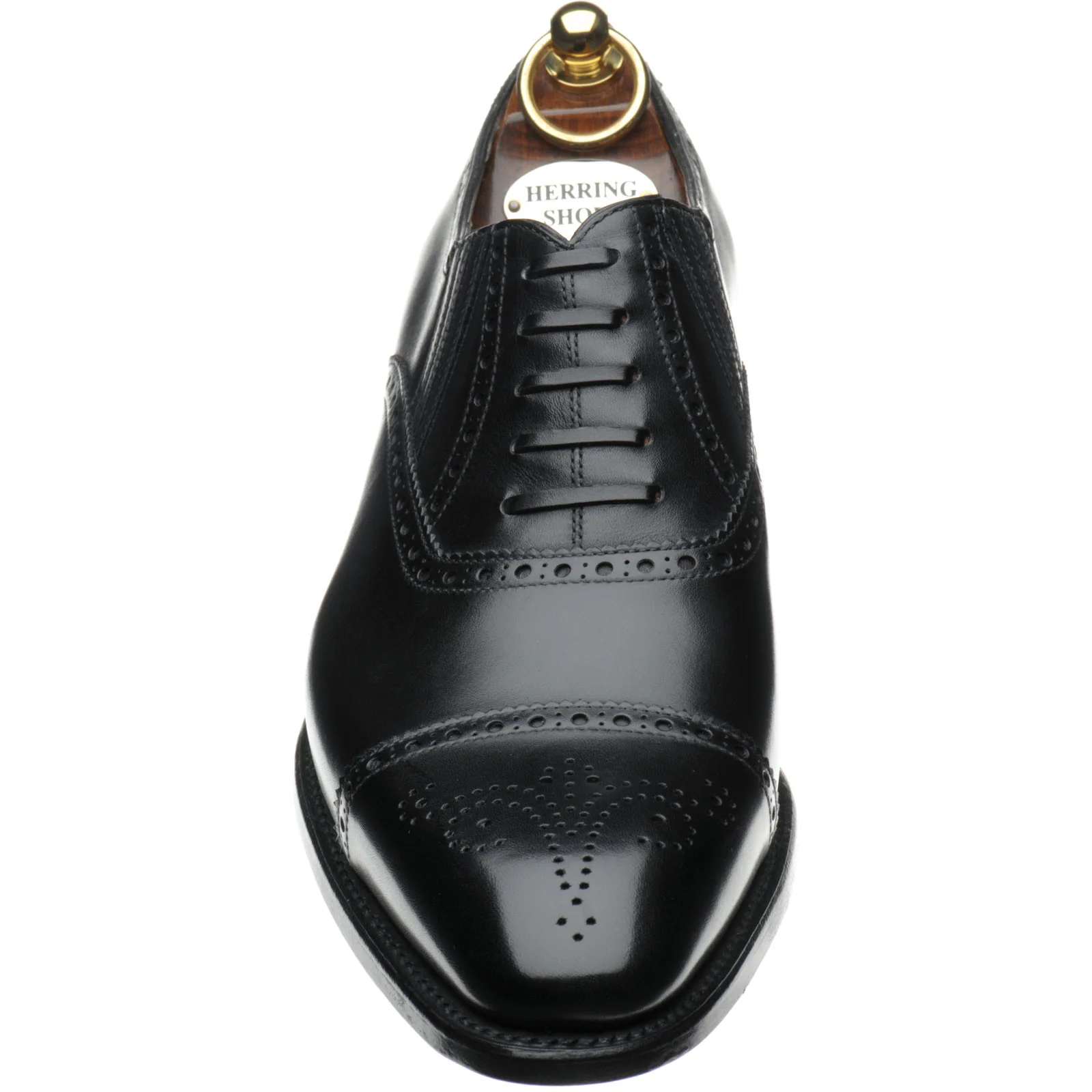 Herring Dunkeld mens semi-brogues in black calf (second) - Image 2