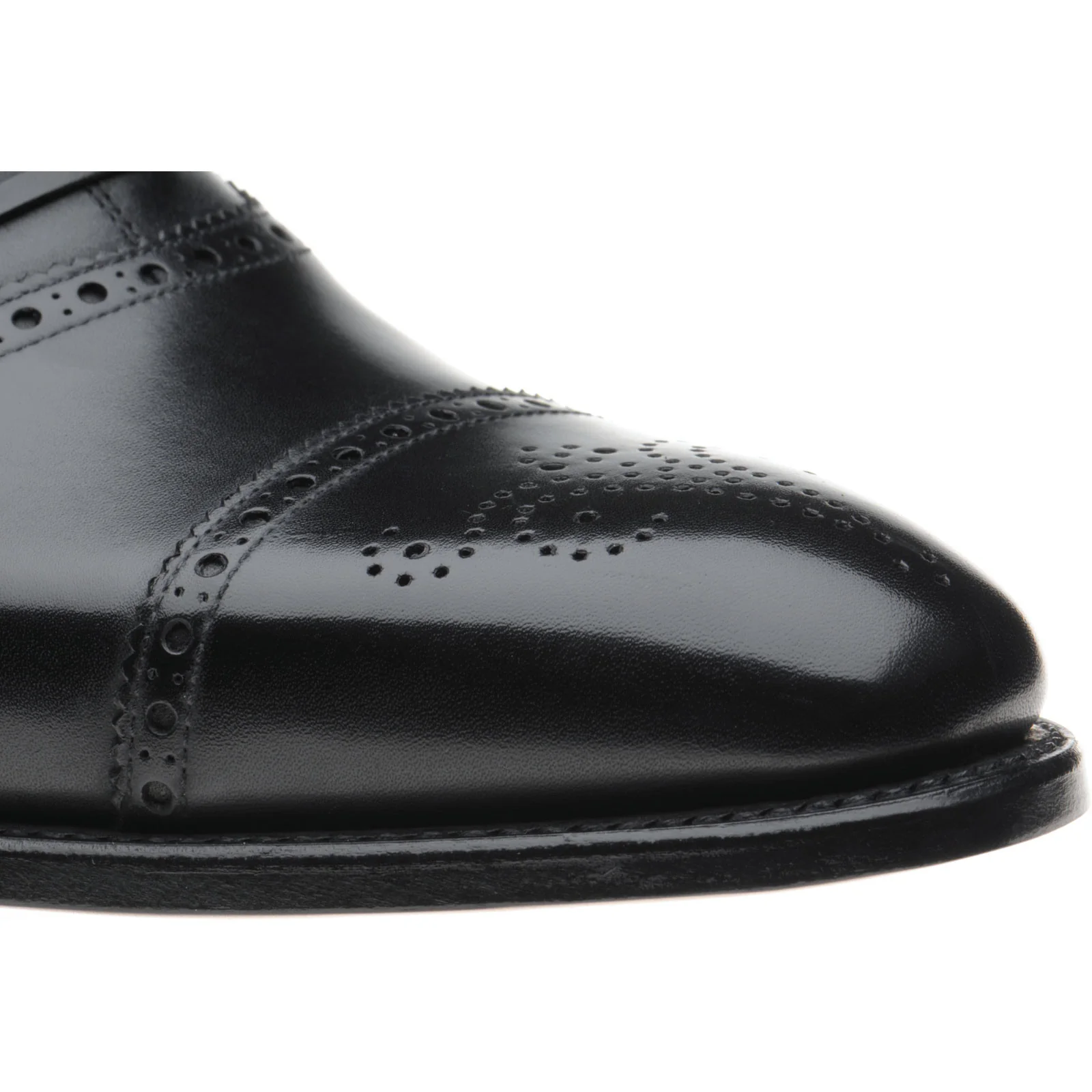 Herring Dunkeld mens semi-brogues in black calf (second) - Image 5