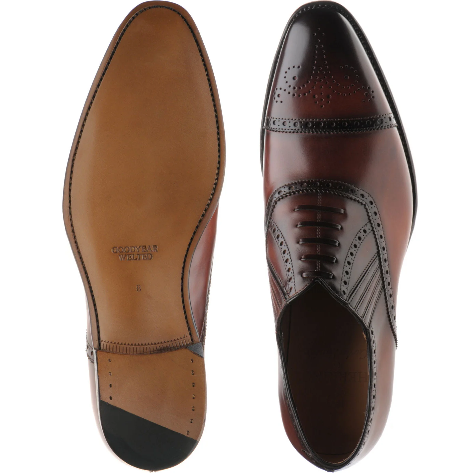 Herring Dunkeld mens semi-brogues in rosewood calf - Image 3