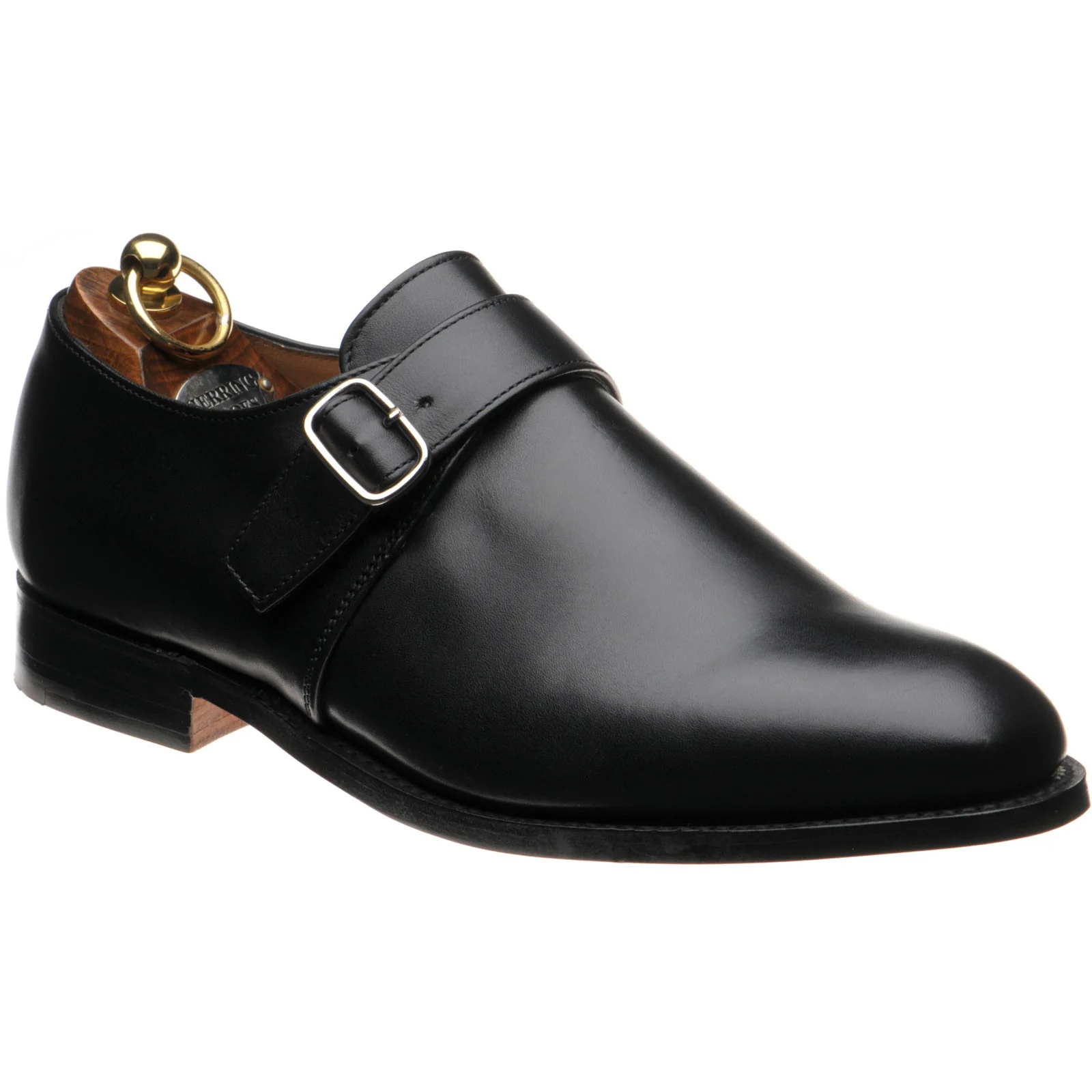 Herring Edgbaston mens monk shoes in black calf