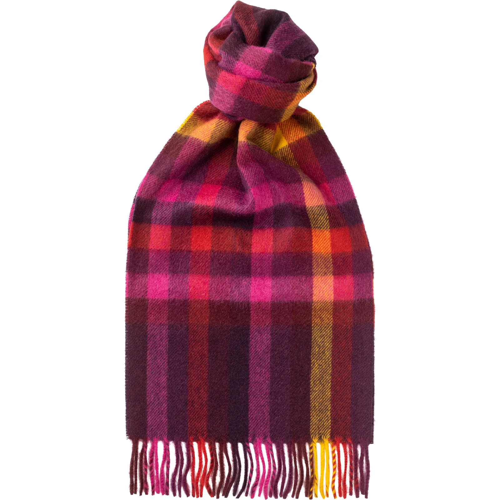 Herring Eildon Check Cashmere Scarf in pink cashmere