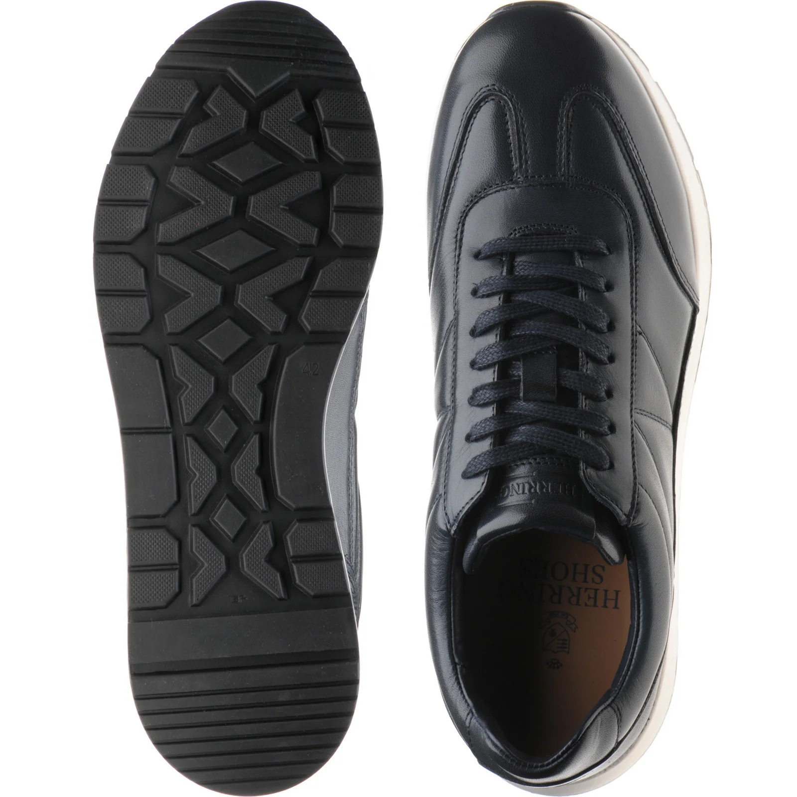 Herring Elan mens rubber-soled in navy calf - Image 3
