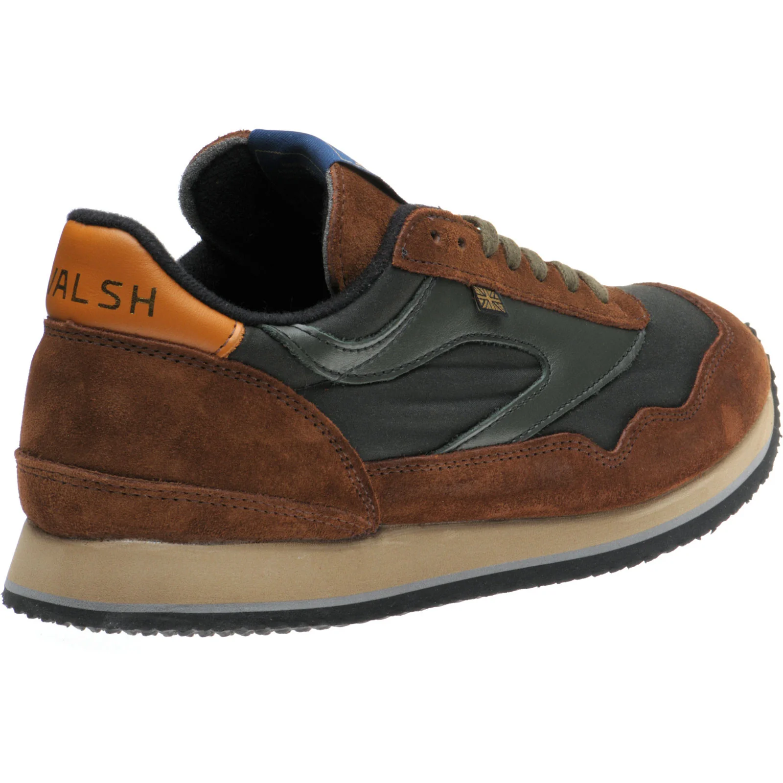 Herring Ensign Trainer in brown calf suede and green waxed cotton - Image 4