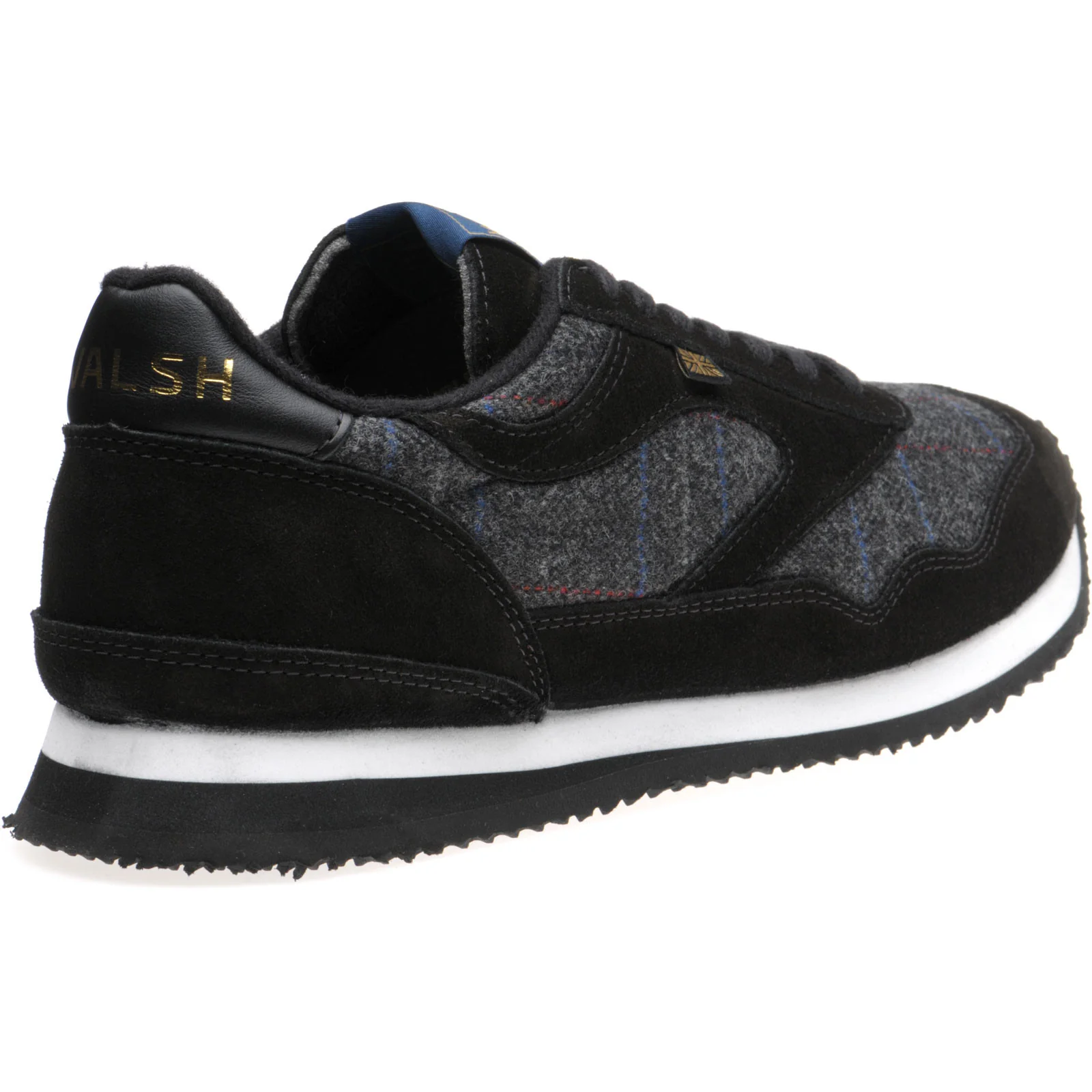 Herring Ensign Trainer mens rubber-soled trainers in black suede and grey tweed - Image 4