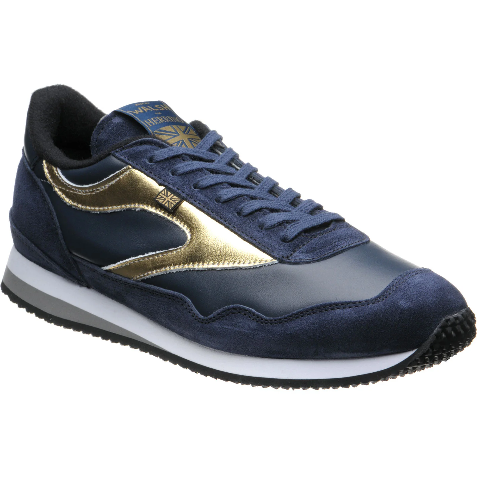 Herring Ensign Trainer mens rubber-soled trainers in blue suede and navy calf