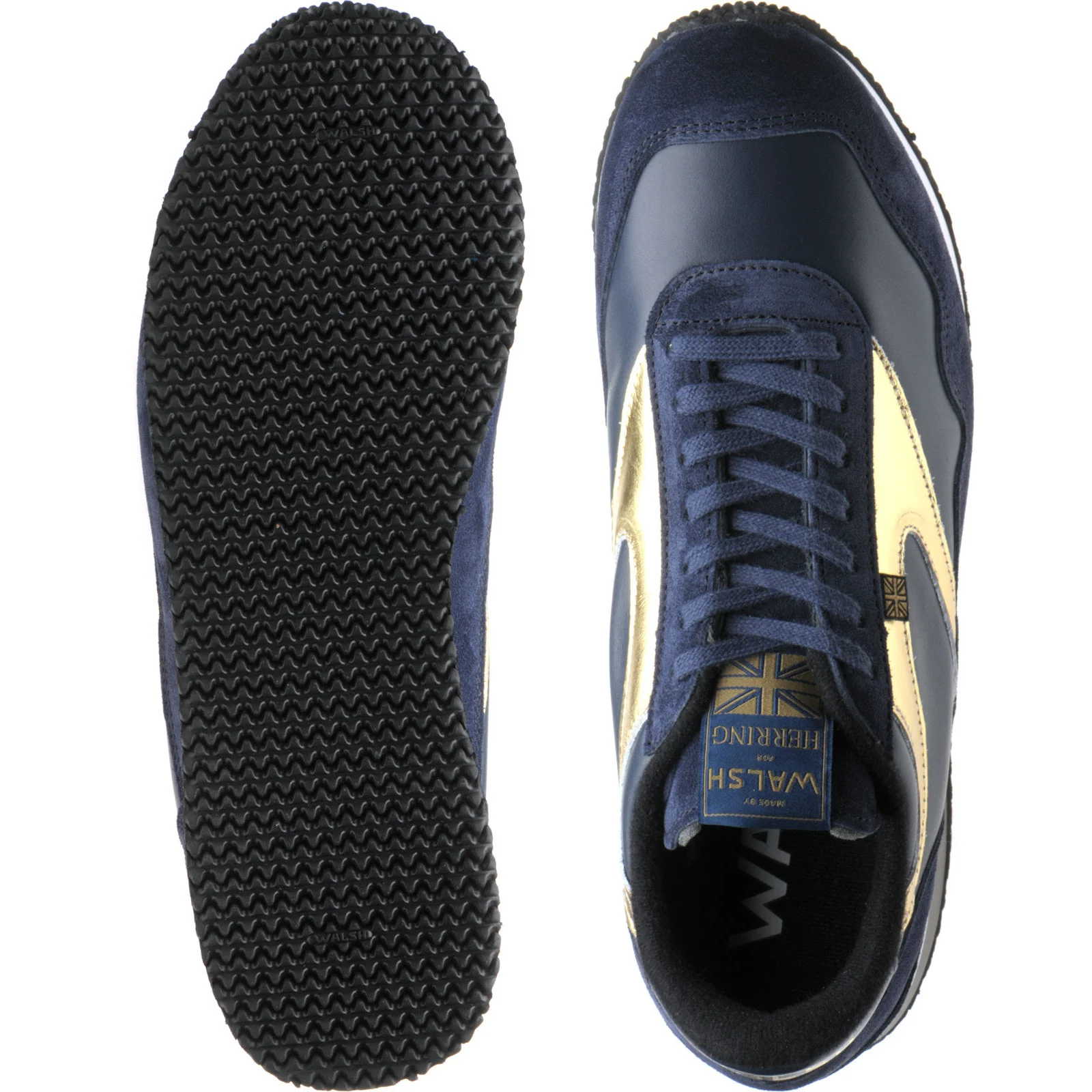 Herring Ensign Trainer mens rubber-soled trainers in blue suede and navy calf - Image 3