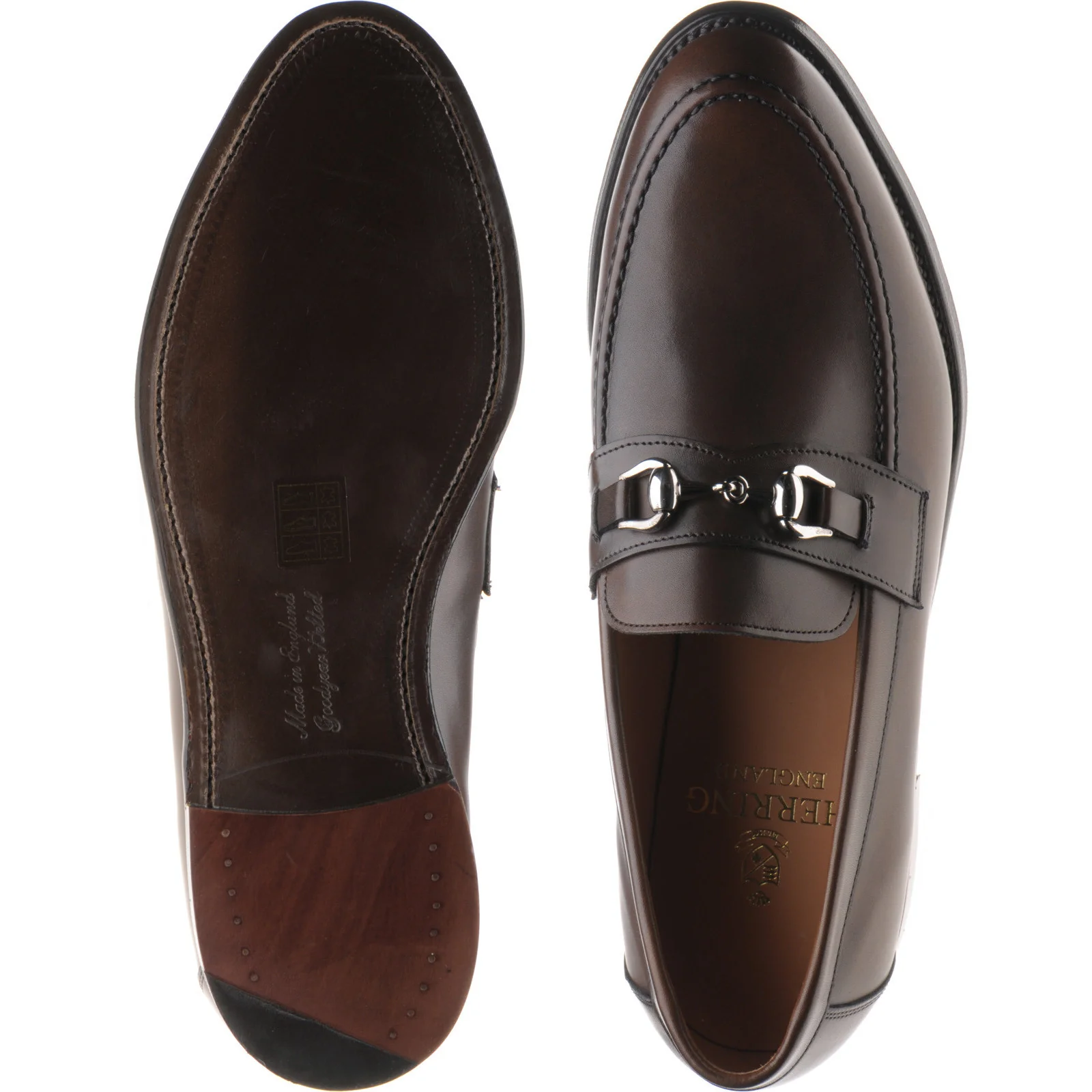 Herring Esher mens loafers in brown calf - Image 3