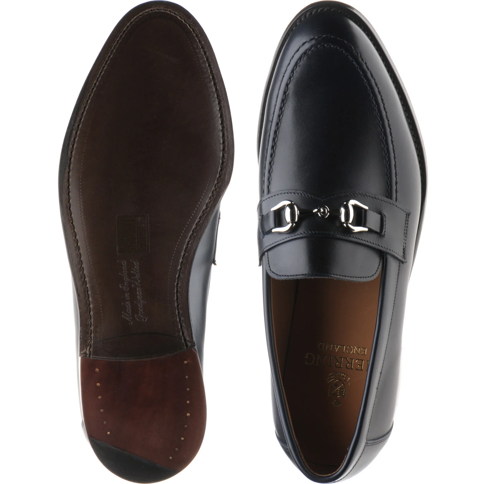 Herring Esher mens loafers in navy calf - Image 3