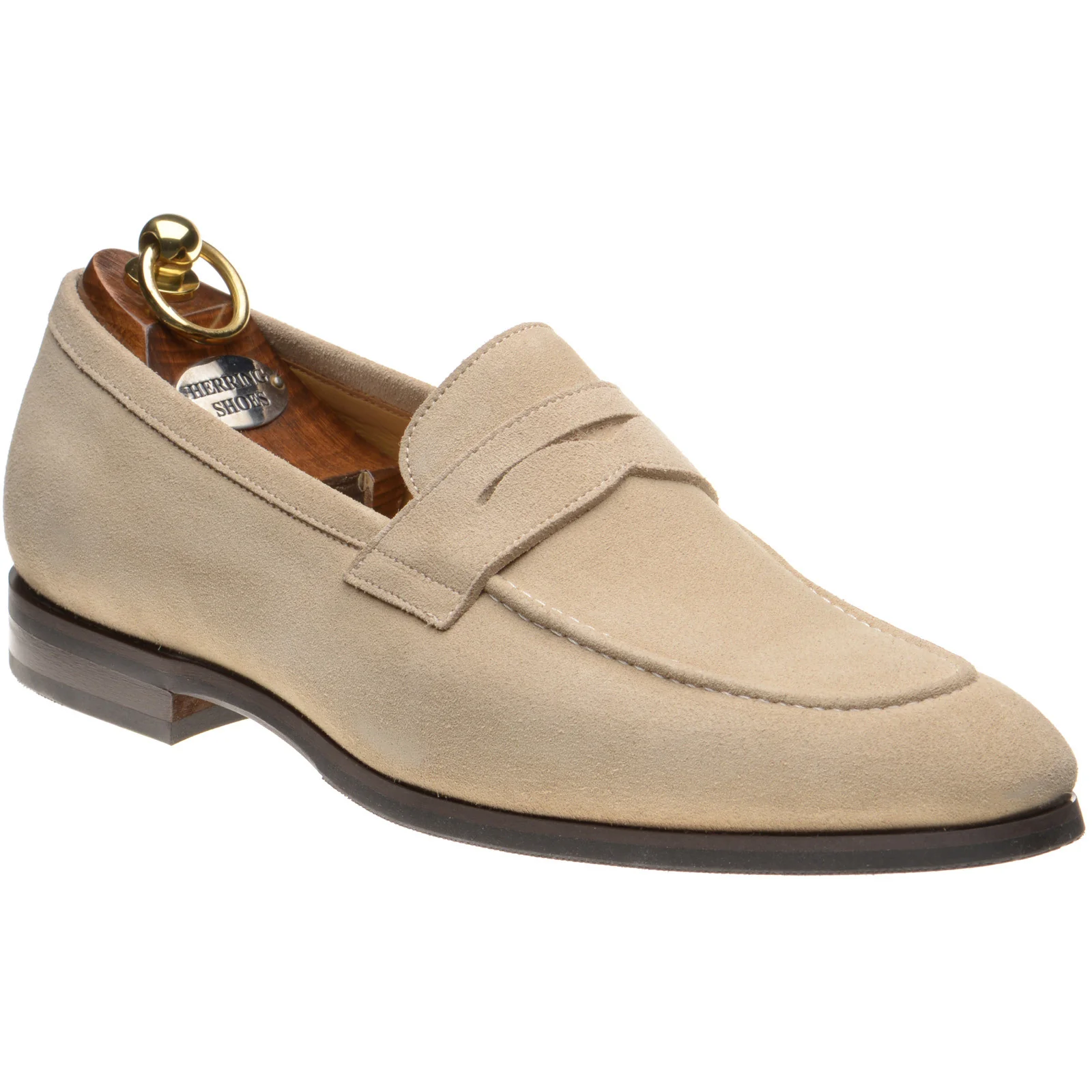 Herring Evora mens rubber-soled loafers in cream suede