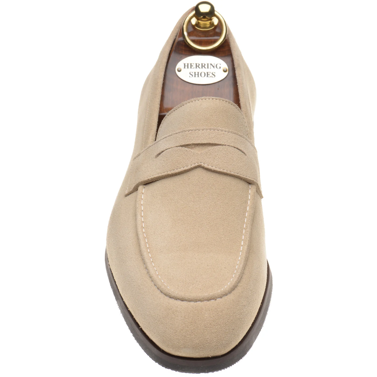Herring Evora mens rubber-soled loafers in cream suede - Image 2