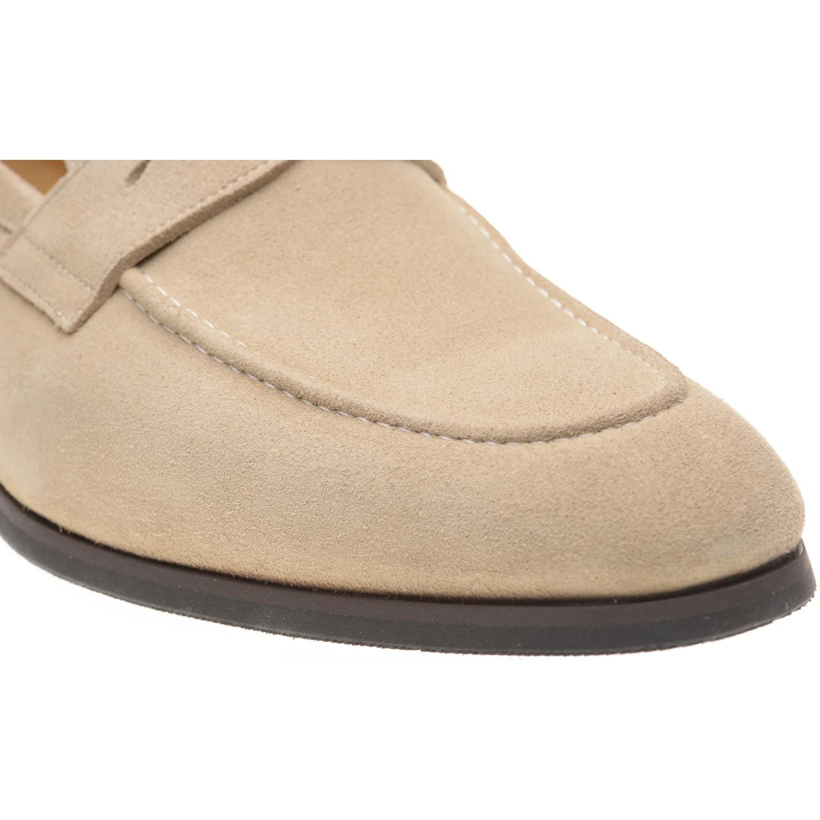 Herring Evora mens rubber-soled loafers in cream suede - Image 5