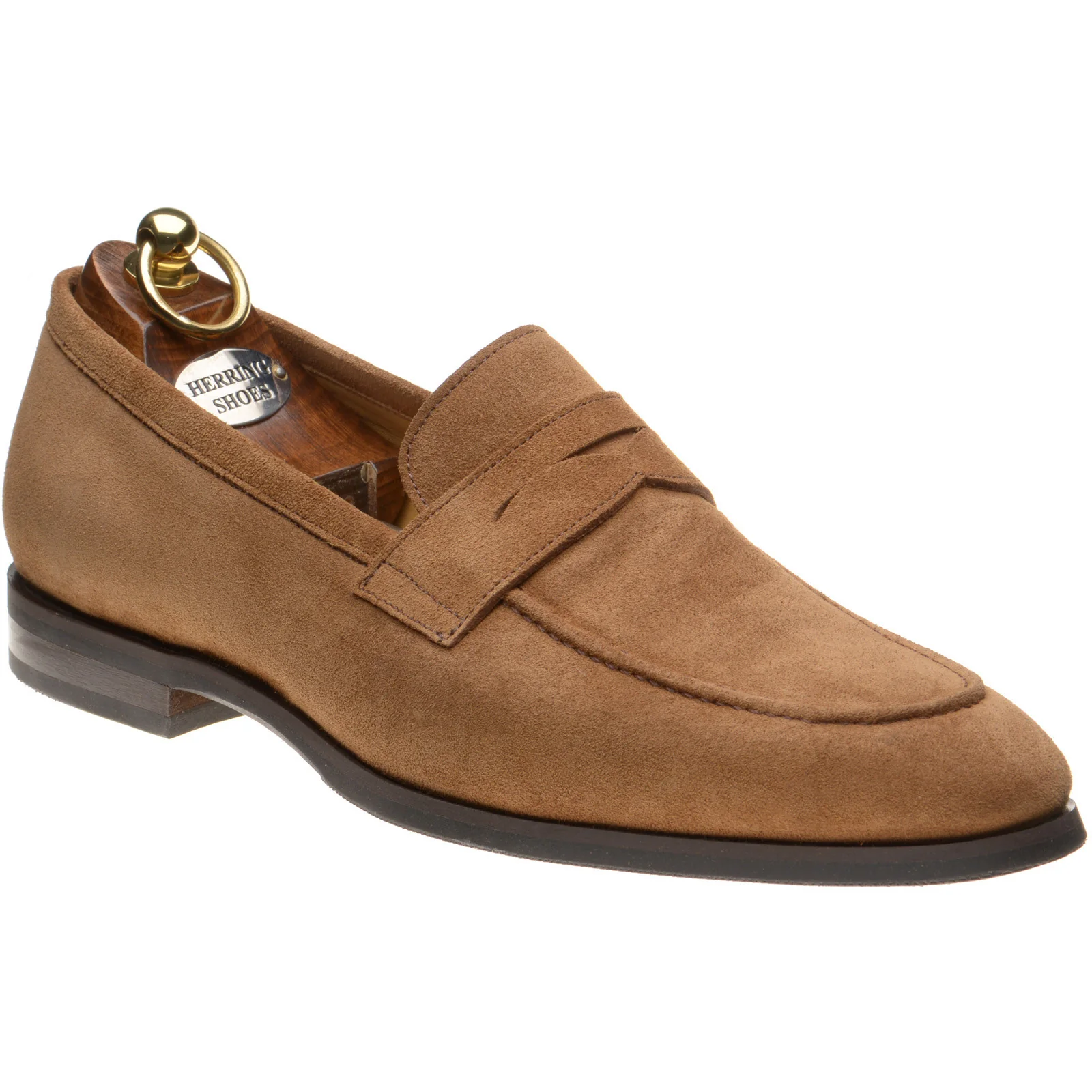 Herring Evora mens rubber-soled loafers in tan suede