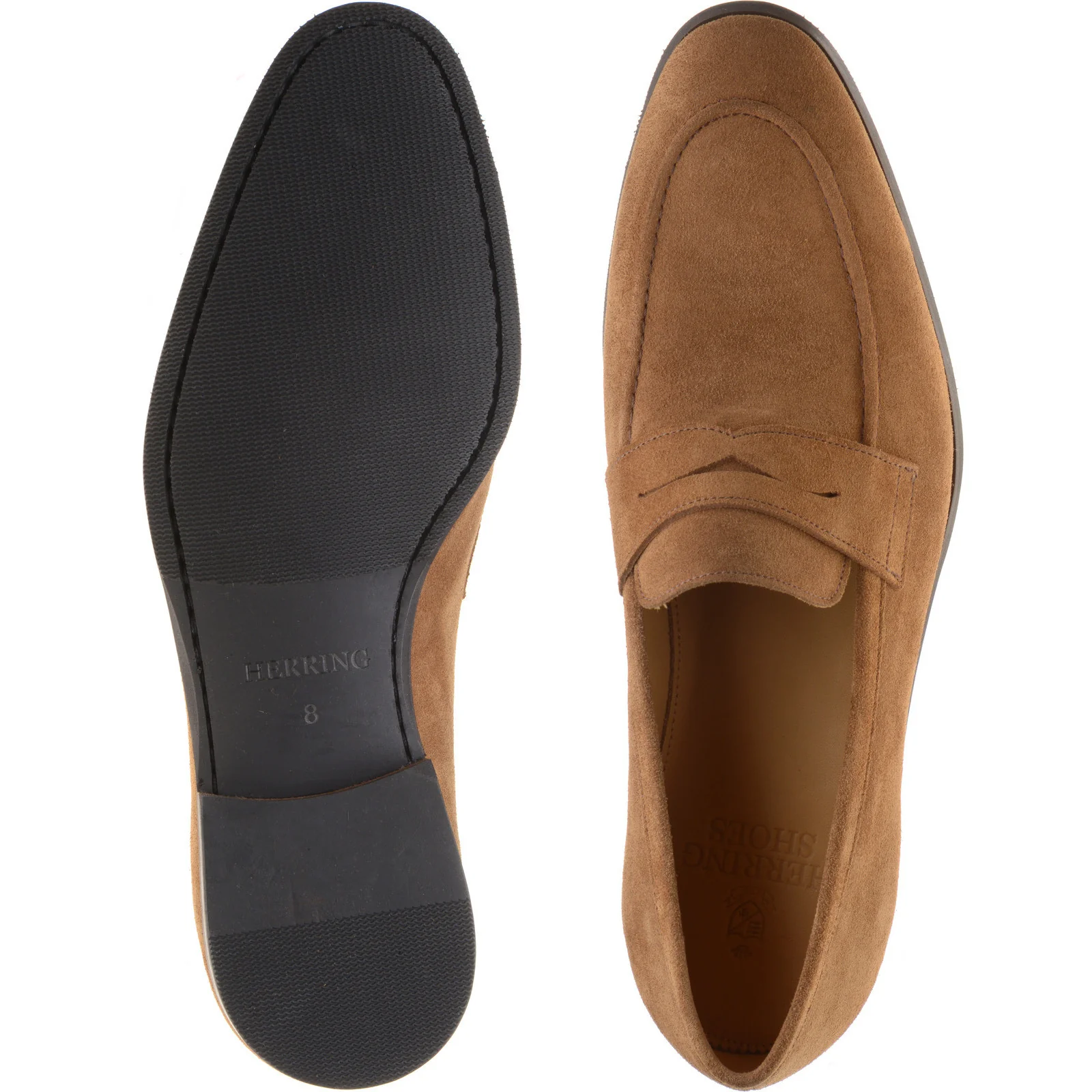 Herring Evora mens rubber-soled loafers in tan suede - Image 3