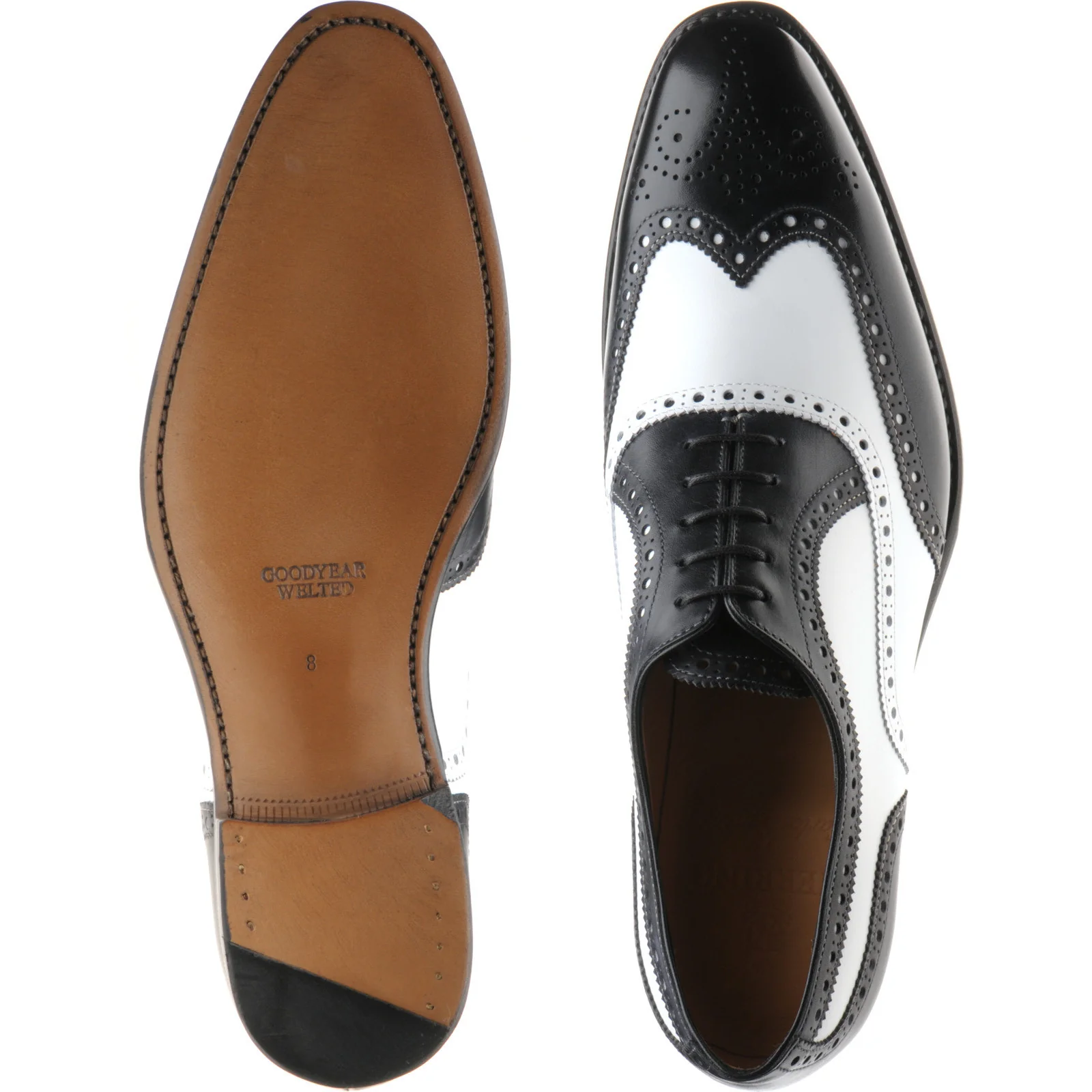 Herring Farnham mens two-tone brogues in black and white calf - Image 3