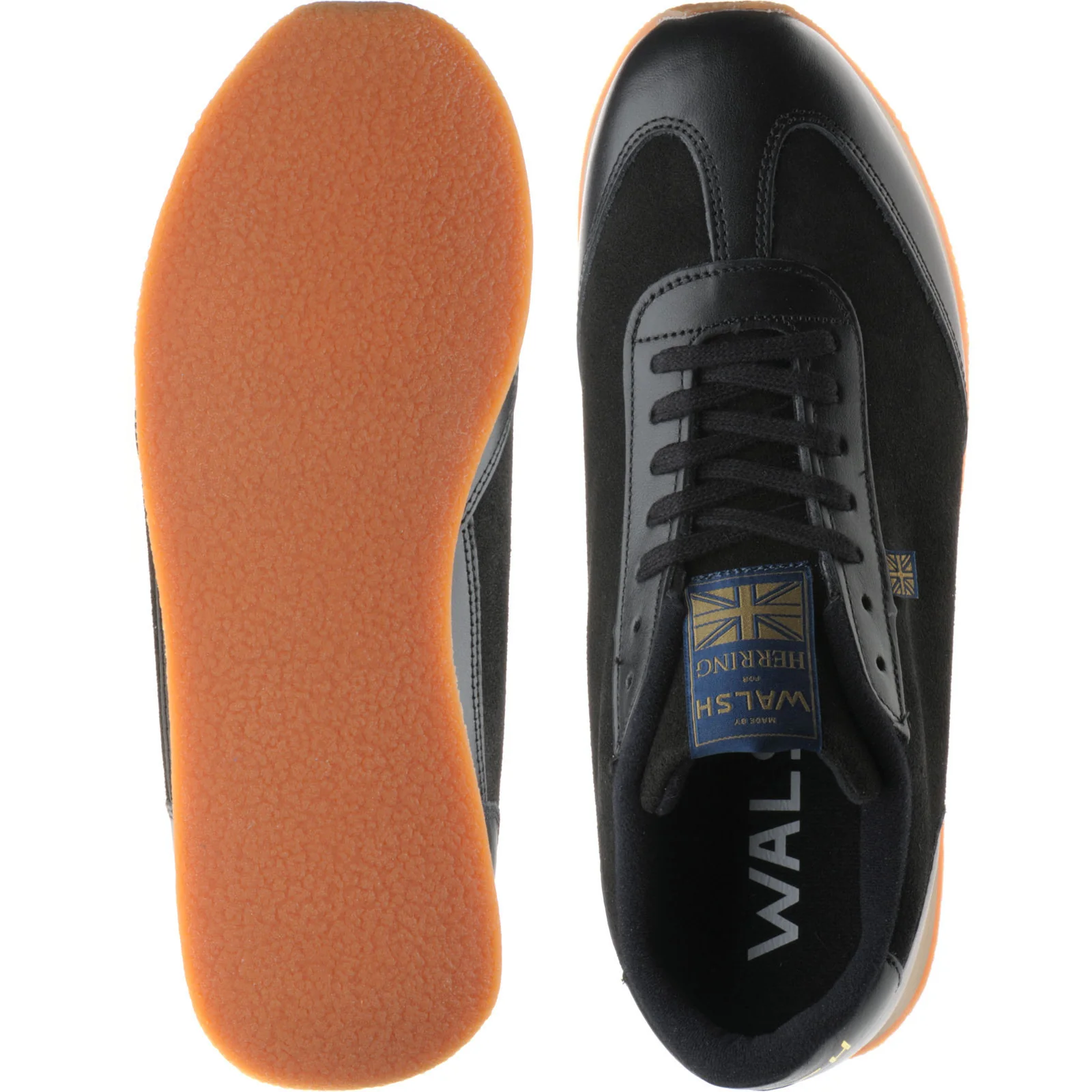 Herring Fierce Trainer mens rubber-soled trainers in black calf and black suede - Image 3