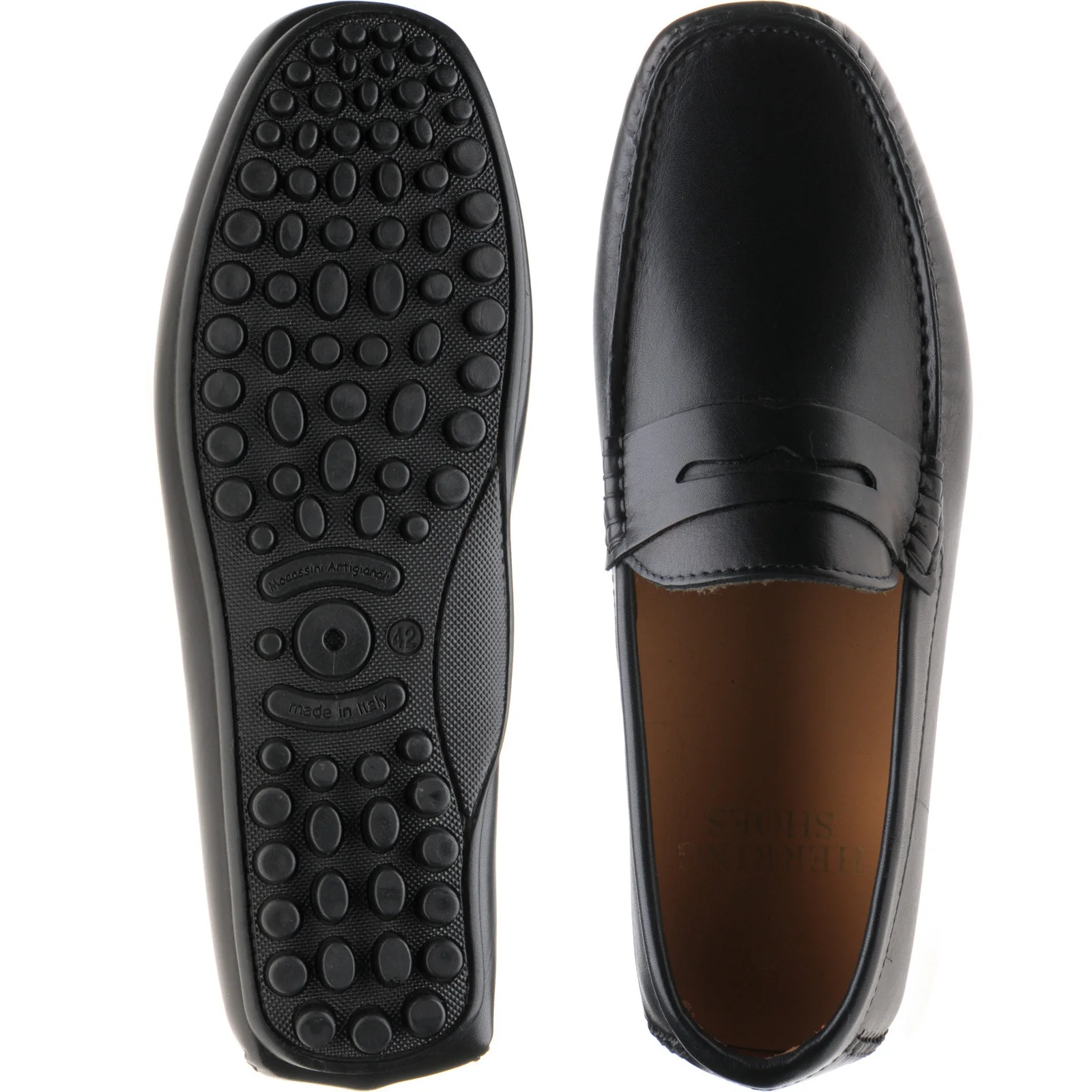 Herring Fiorano mens rubber-soled loafers in navy handpainted - Image 3