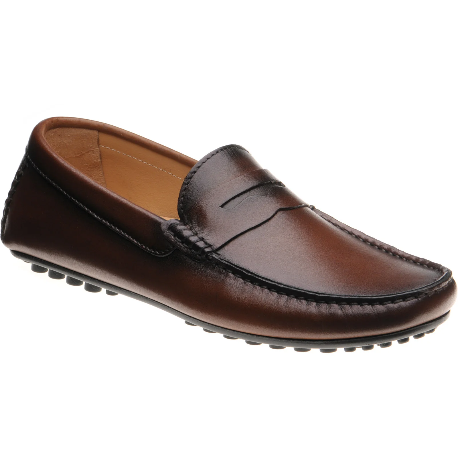 Herring Fiorano mens rubber-soled loafers in tan handpainted (second)