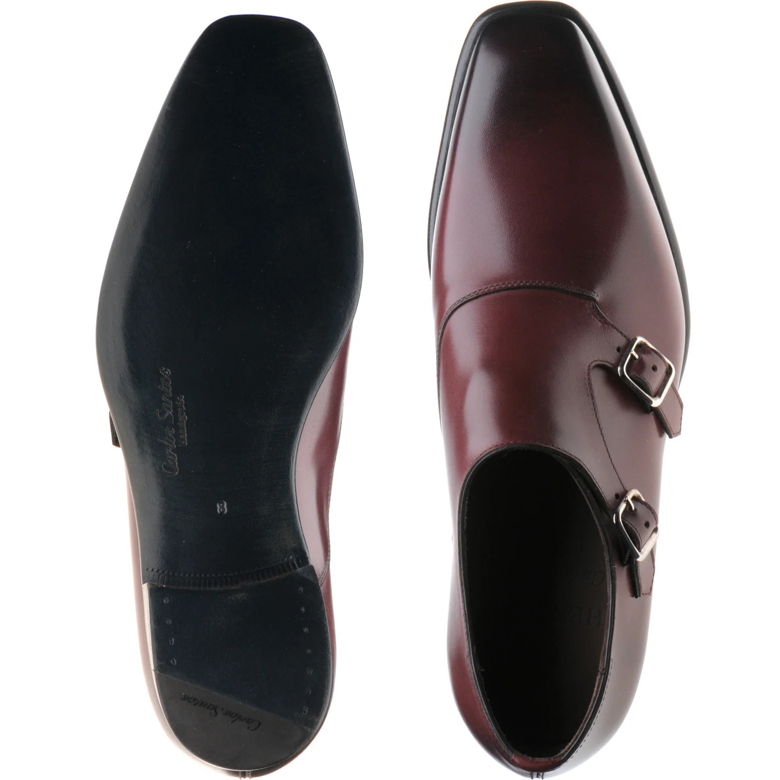 Herring Fitzrovia mens monk shoes in burgundy calf - Image 3